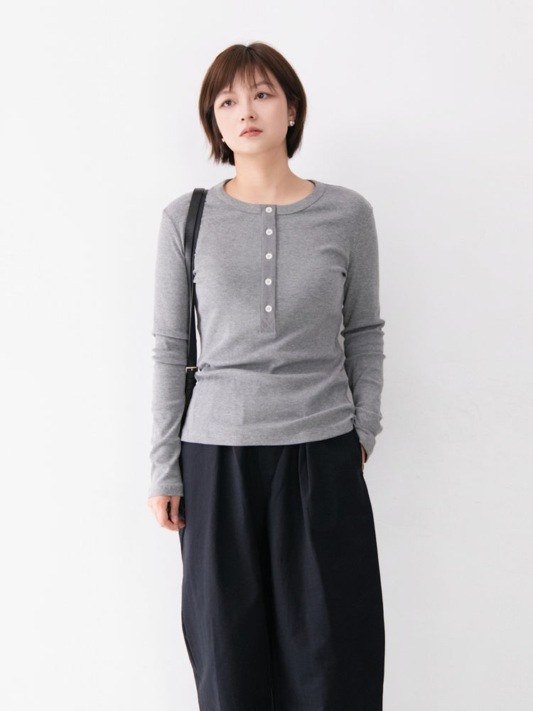 ストレッチコットンクルーネックT  M0007