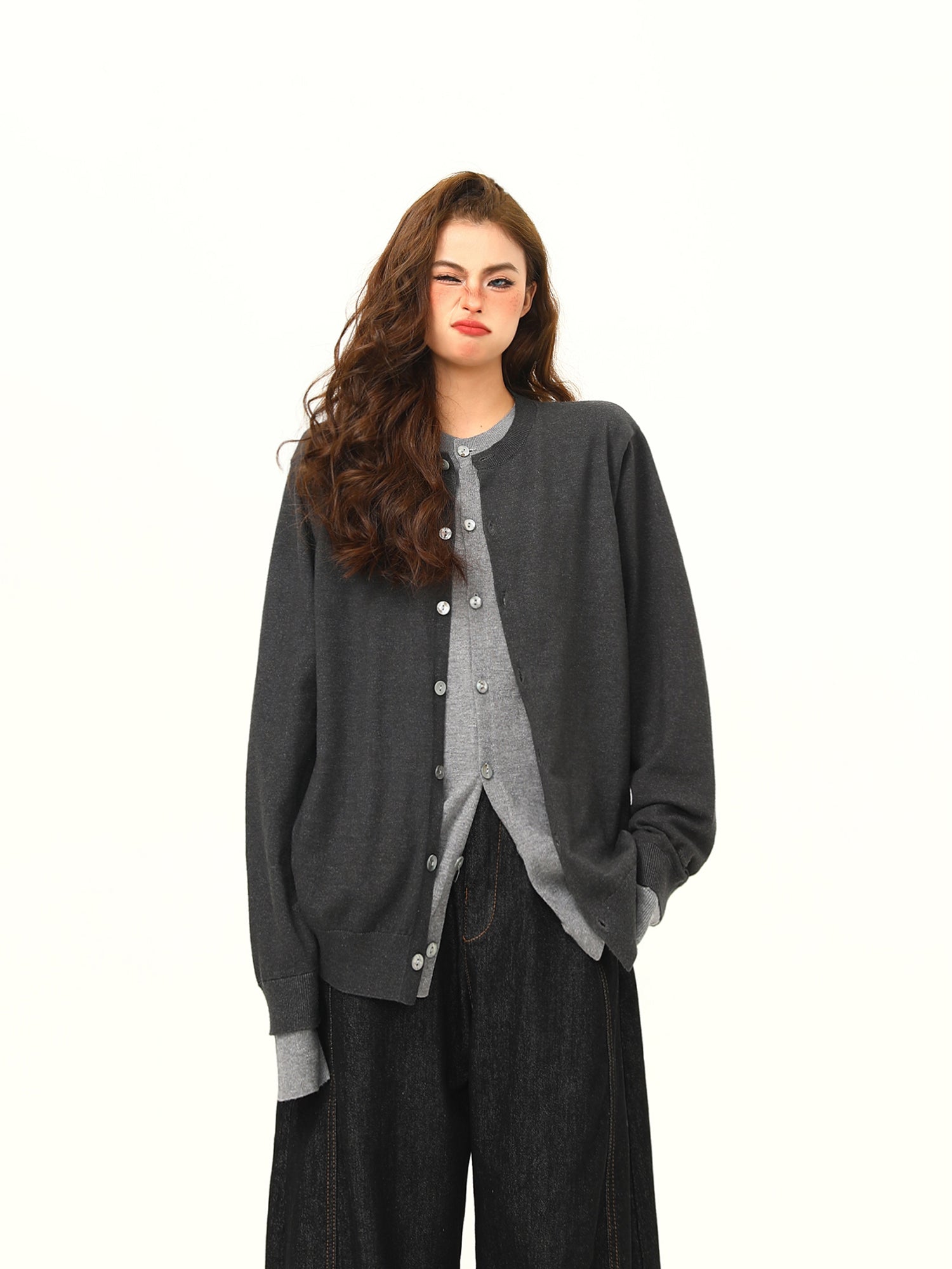 フェイクツーピース カーディガン M00092