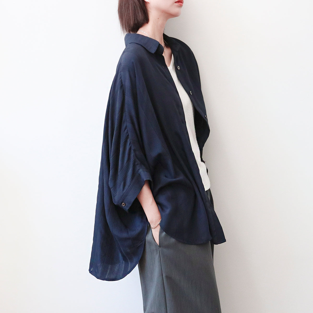 ベーシック七分袖シャツ M00027