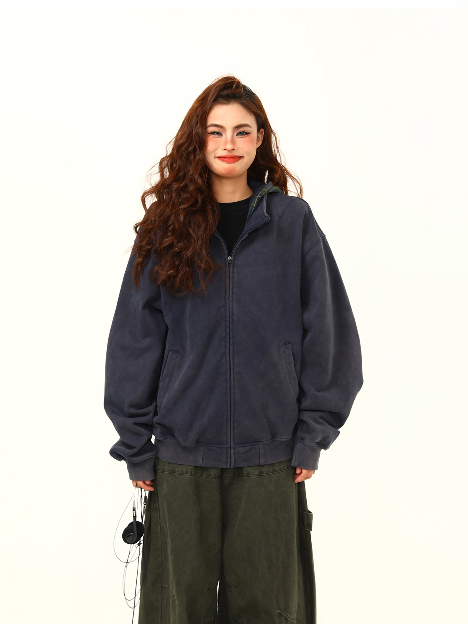 チェック柄 パーカー M00091