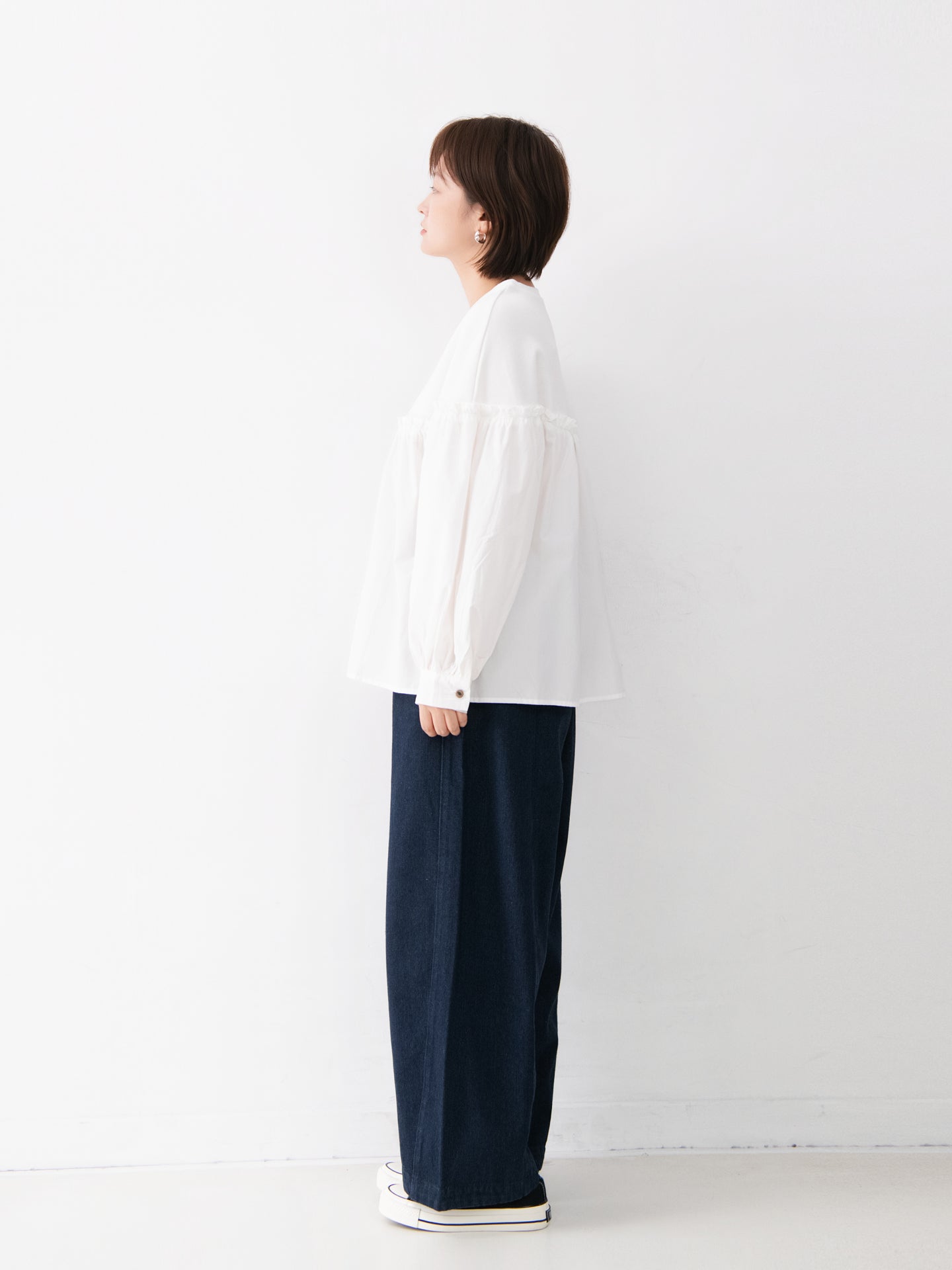 【秋新作】 コットンワイドデニムパンツ M0006