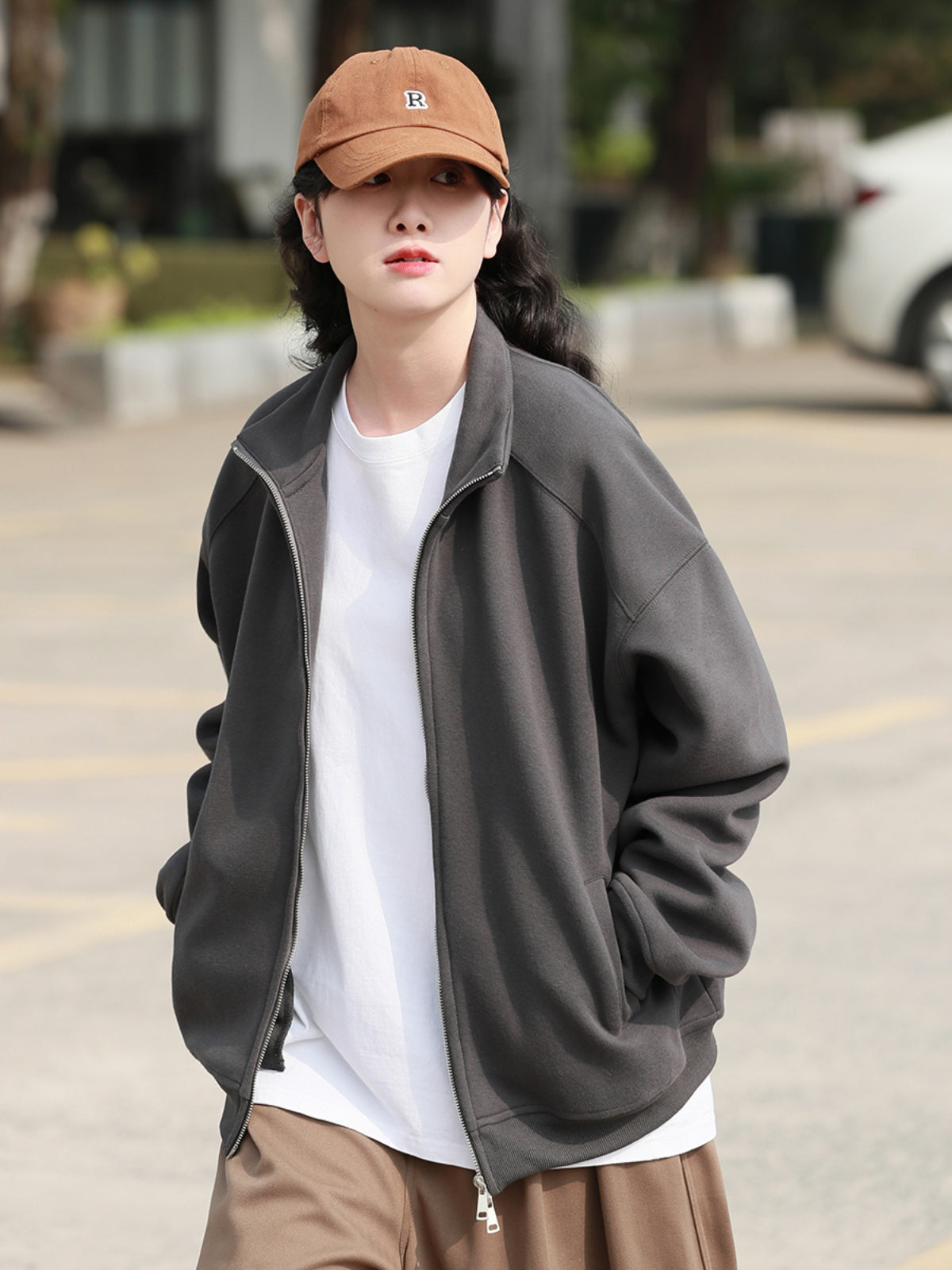 スタンドカラー カーディガン スウェット M00112