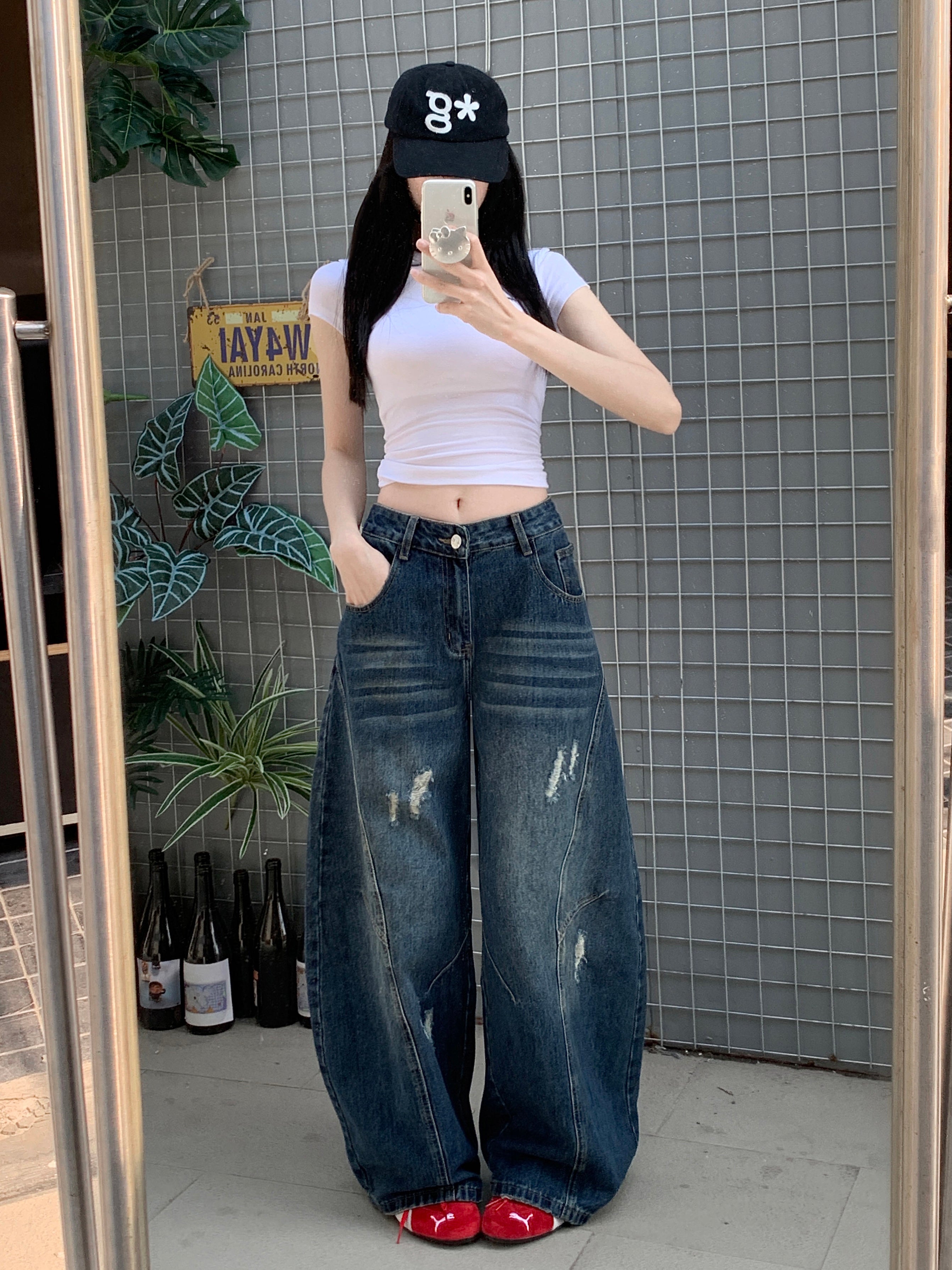 ダメージ サークルカーブ ジーンズ M00088