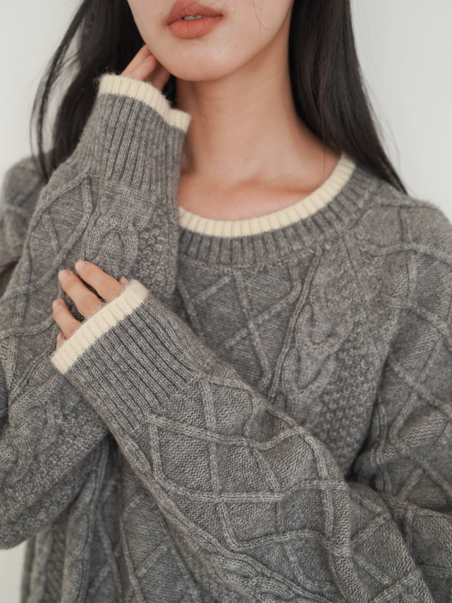 ケーブルワイドニット M00035