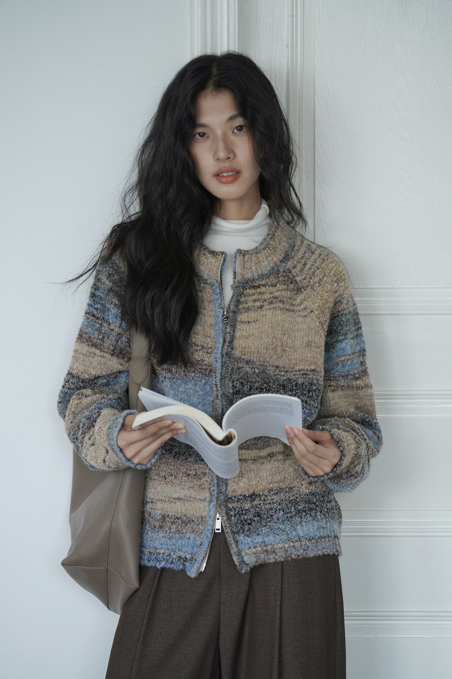 カラーニットカーディガン M00042