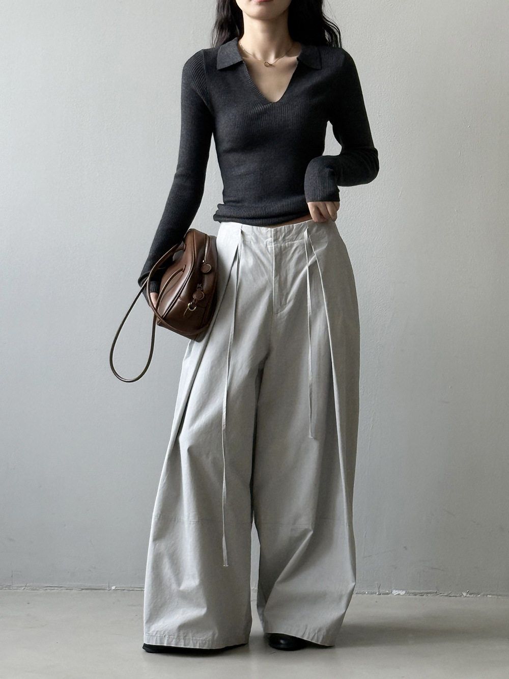 カットデザインワイドパンツ M00015