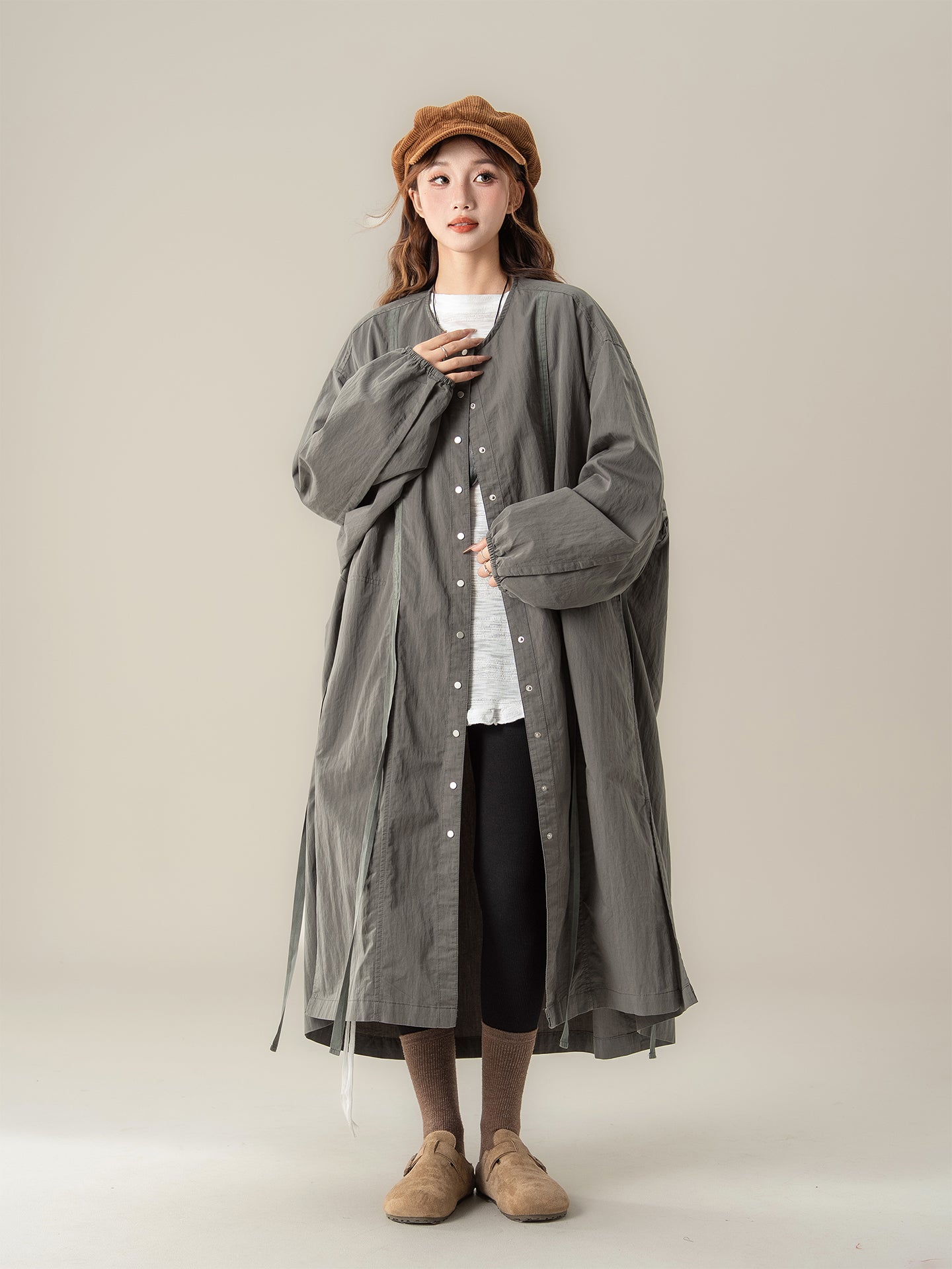 オーバーサイズ ロングトレンチコート M00075