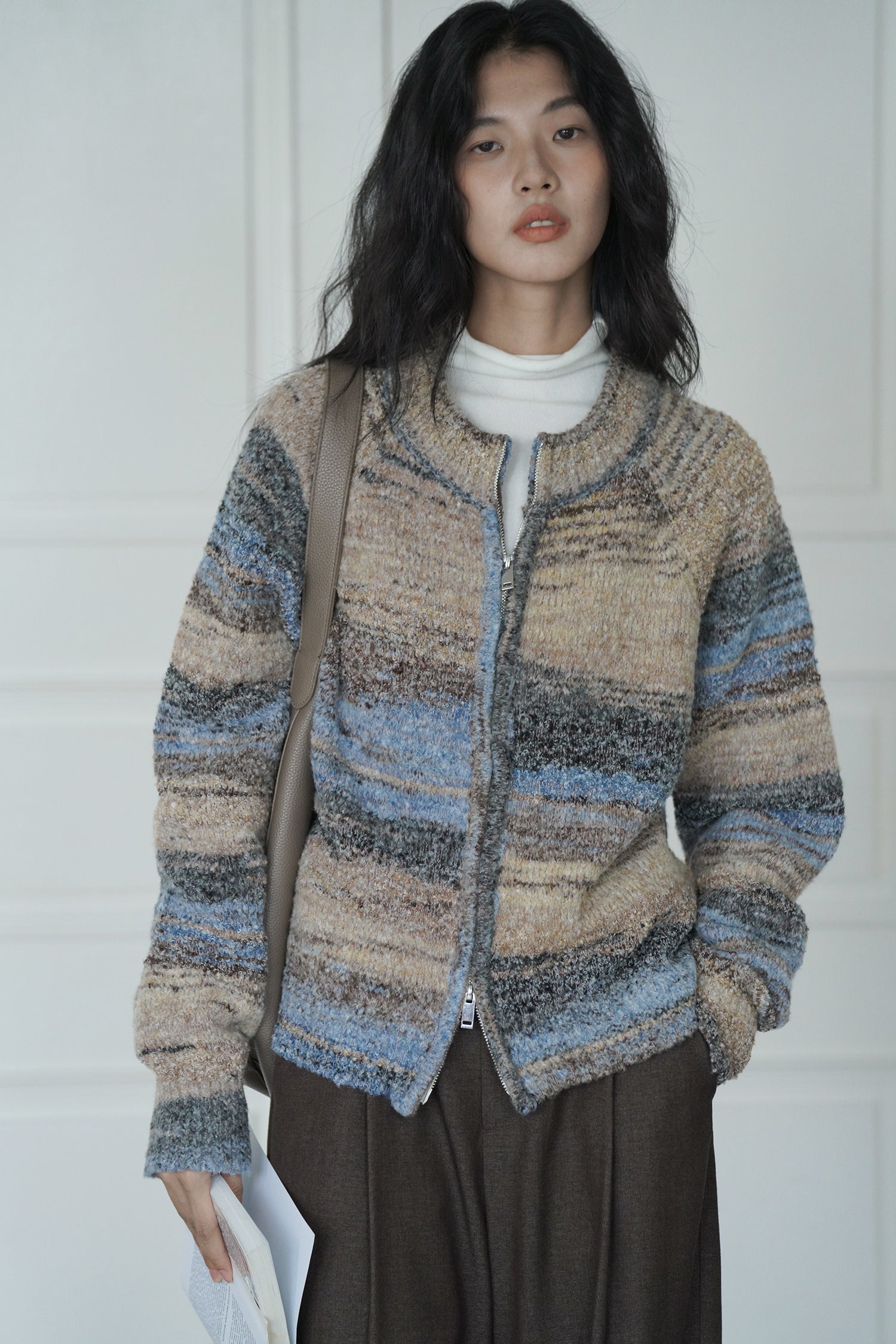 カラーニットカーディガン M00042