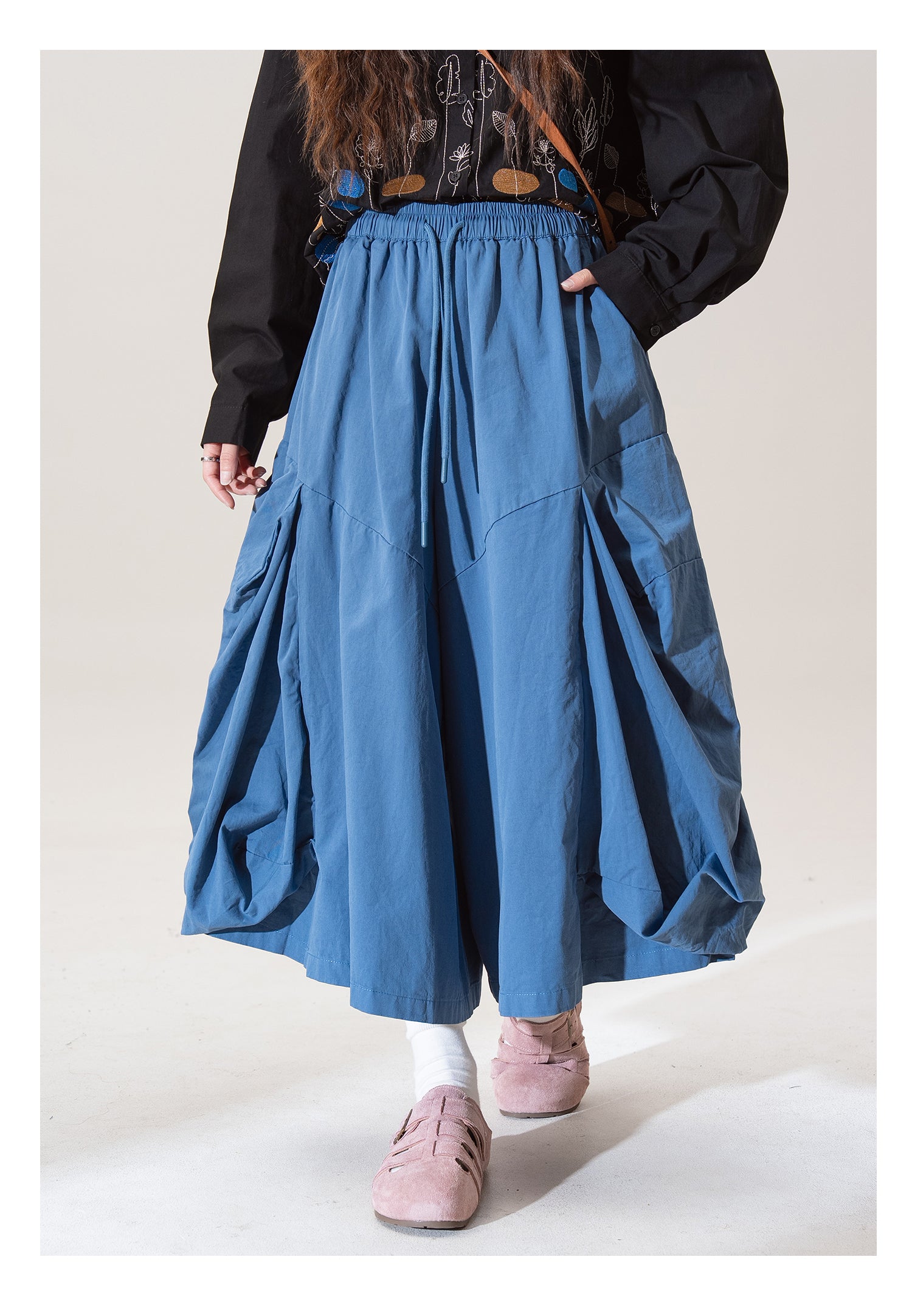 不規則デザイン スカートパンツ M00077