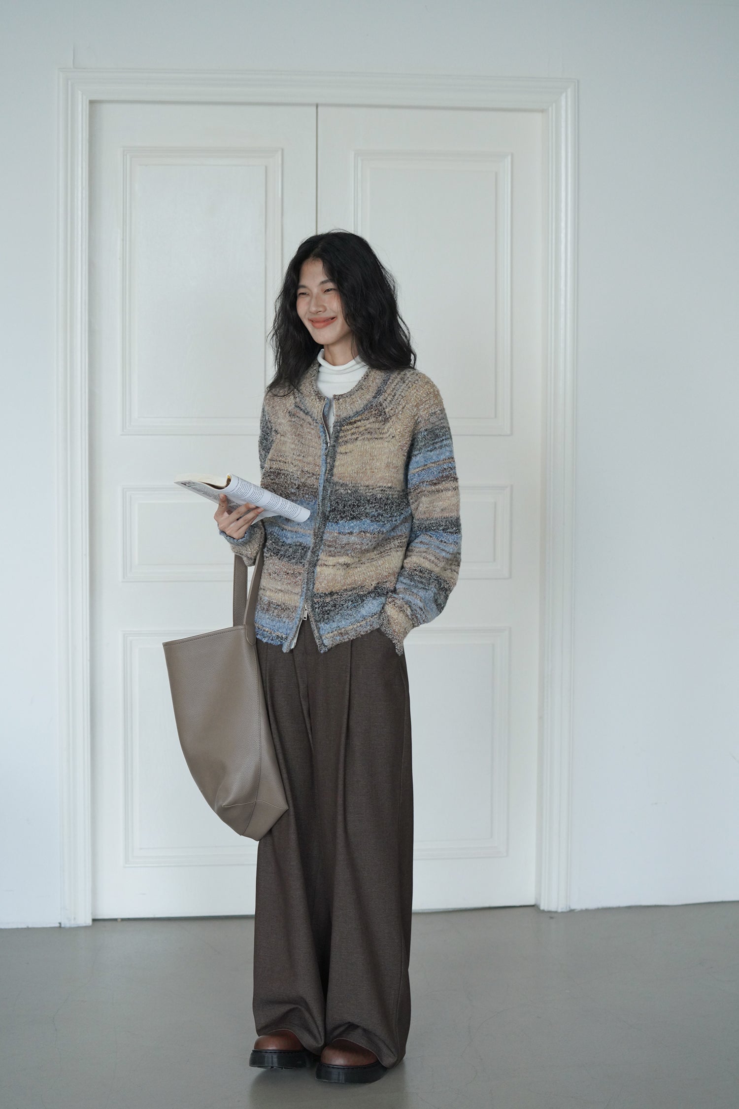 カラーニットカーディガン M00042