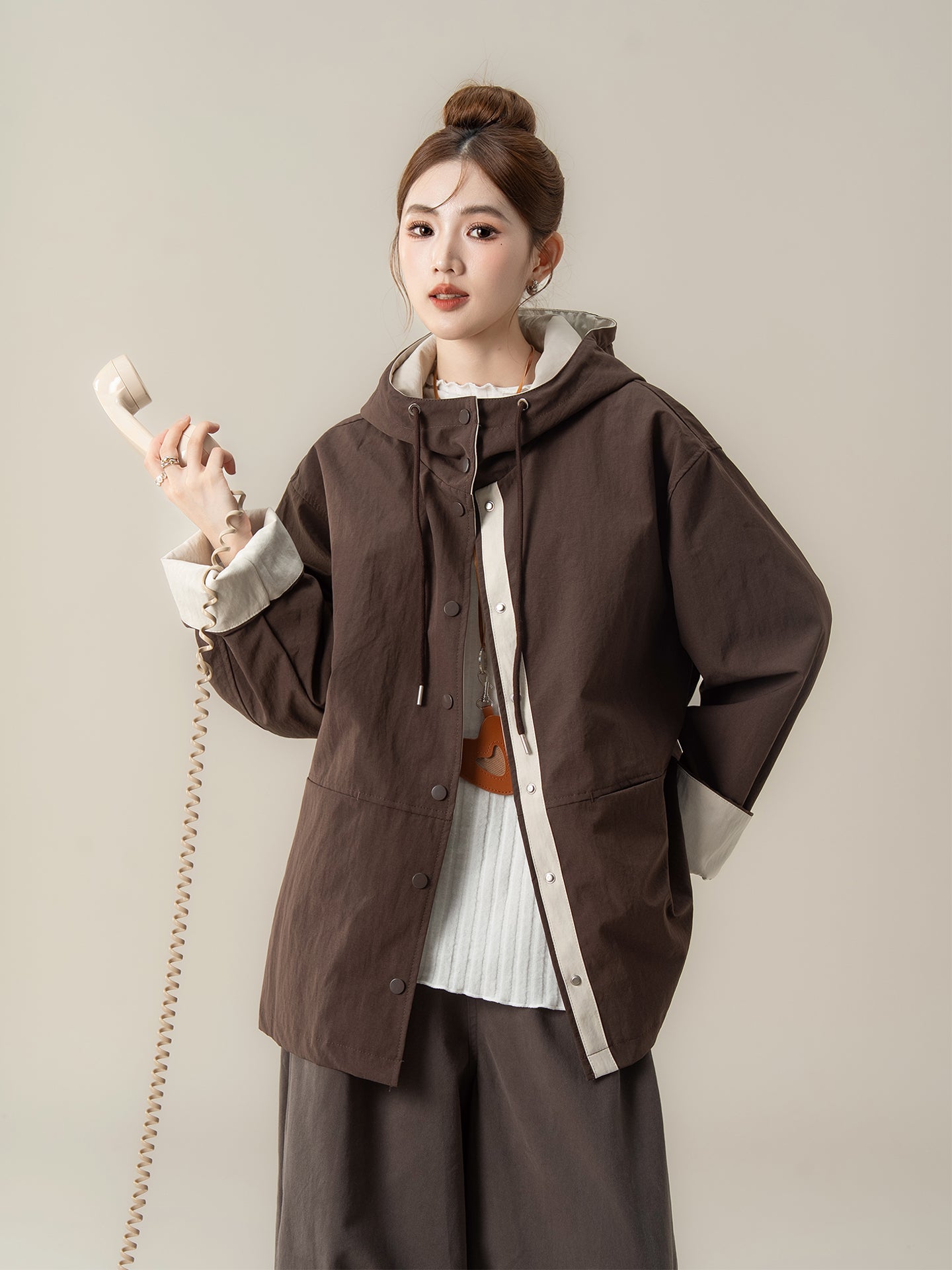 フード付き コントラストカラー ジャケット M00085