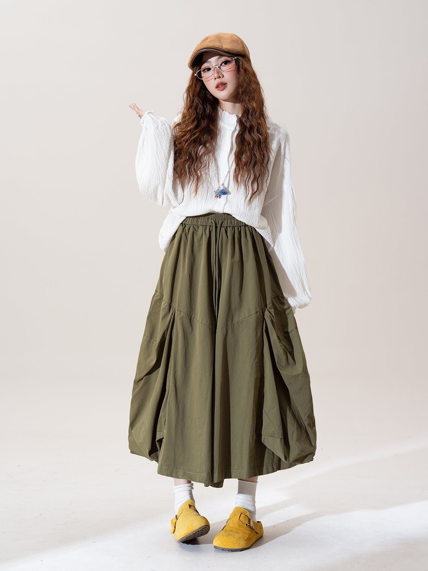 不規則デザイン スカートパンツ M00077