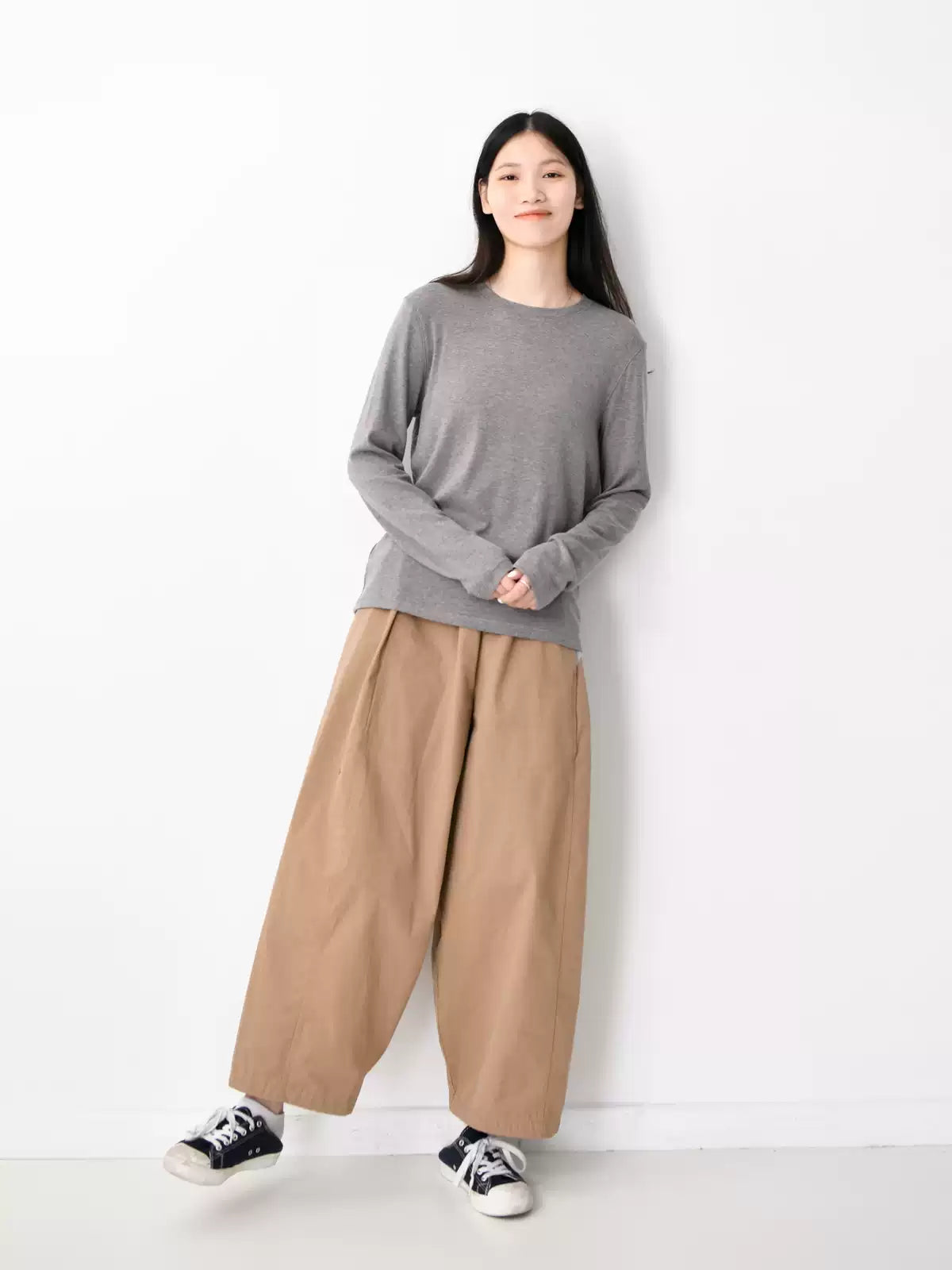 コットンクルーネック長袖T M00016