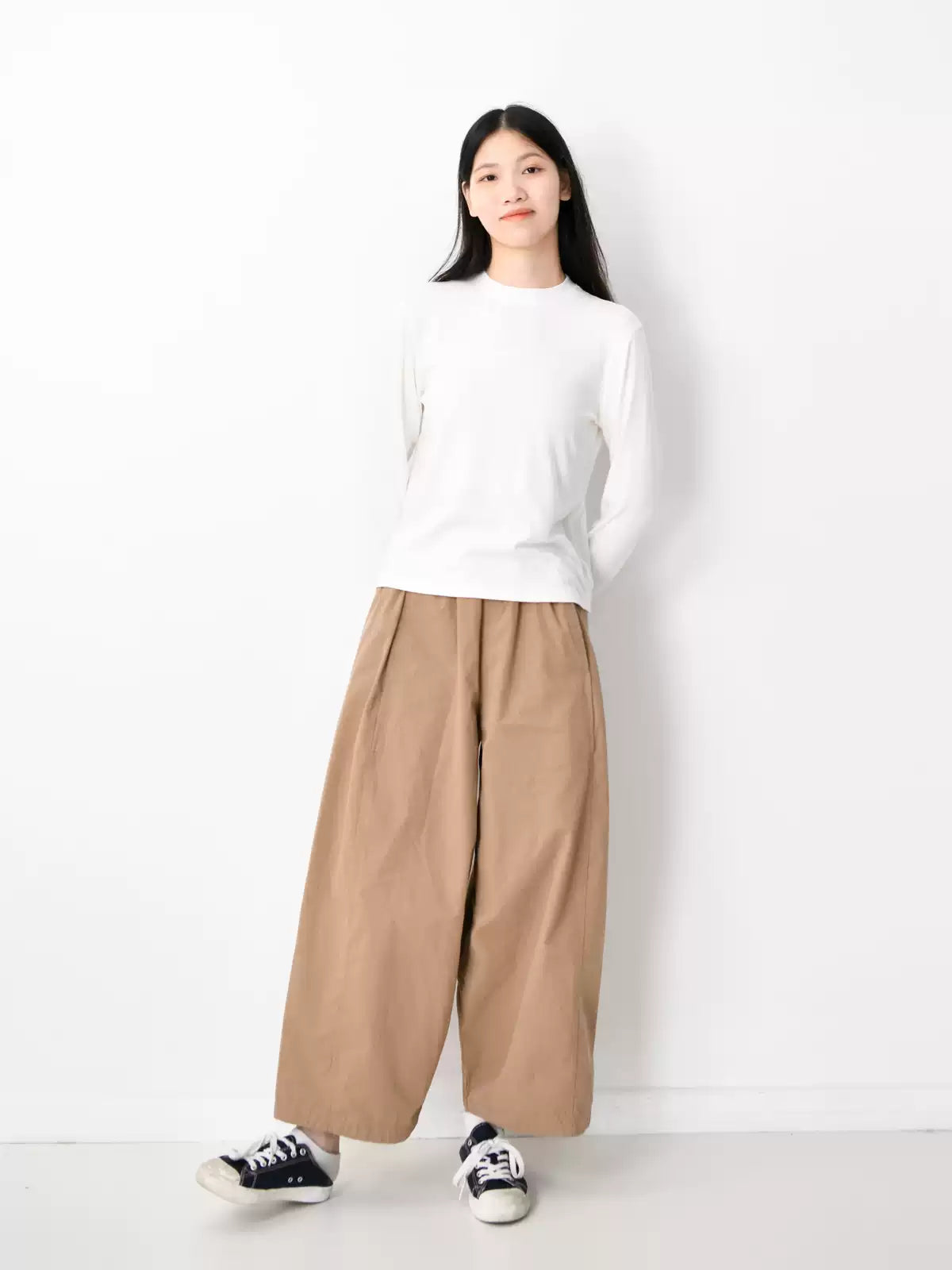 コットンクルーネック長袖T M00016