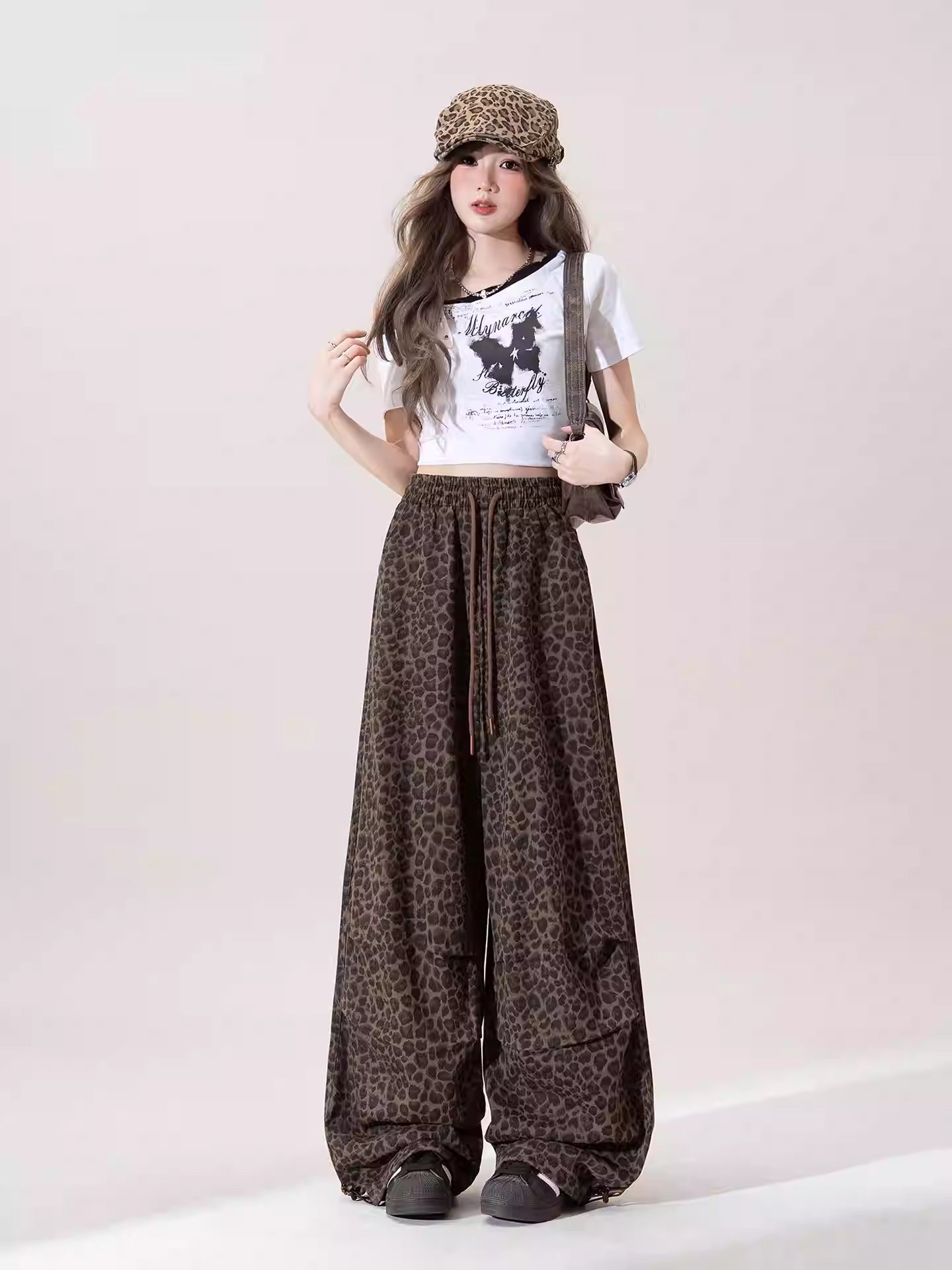 レオパード柄 ワイドレッグパンツ M00071