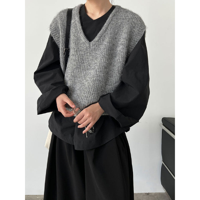 プレミアムタッチVネックニットベスト M00124