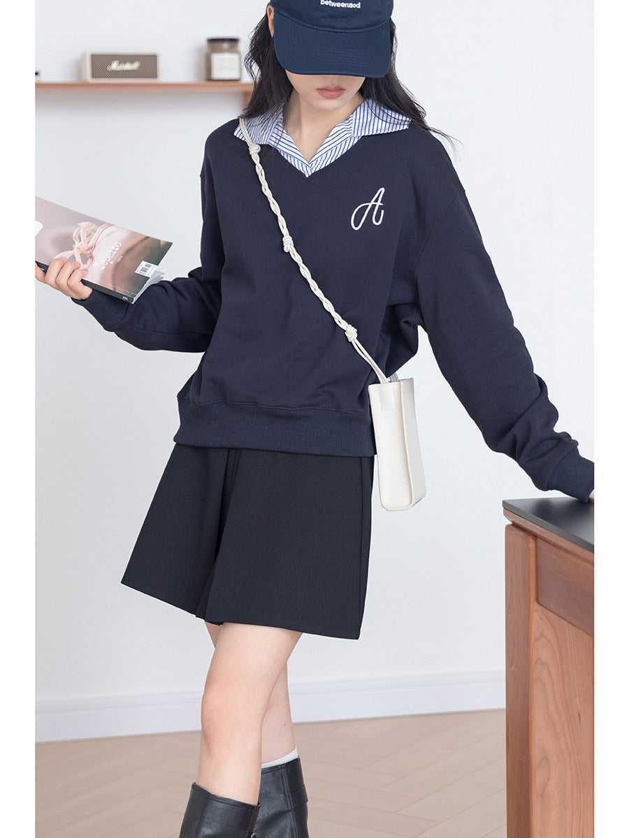 【新作キャンペーン】レイヤード風Vネックスウェット M00143