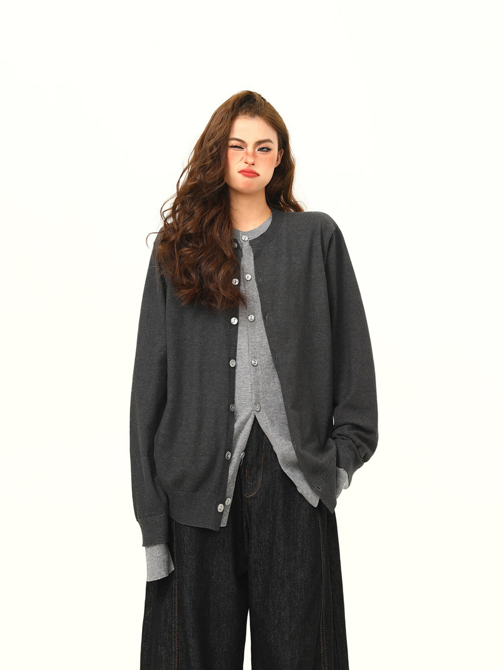 フェイクツーピース カーディガン M00092