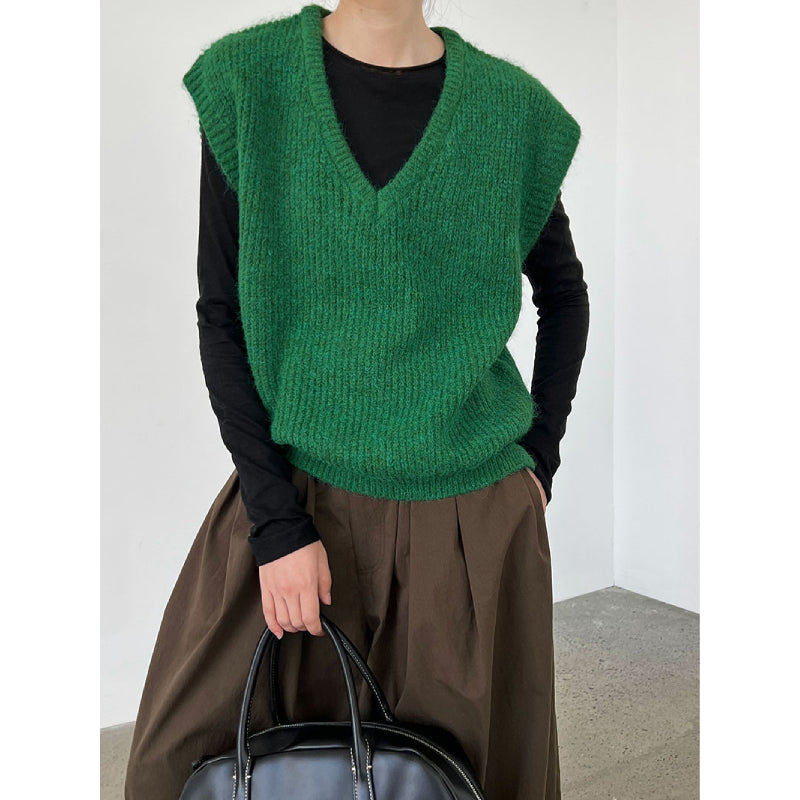 プレミアムタッチVネックニットベスト M00124