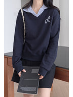 【新作キャンペーン】レイヤード風Vネックスウェット M00143