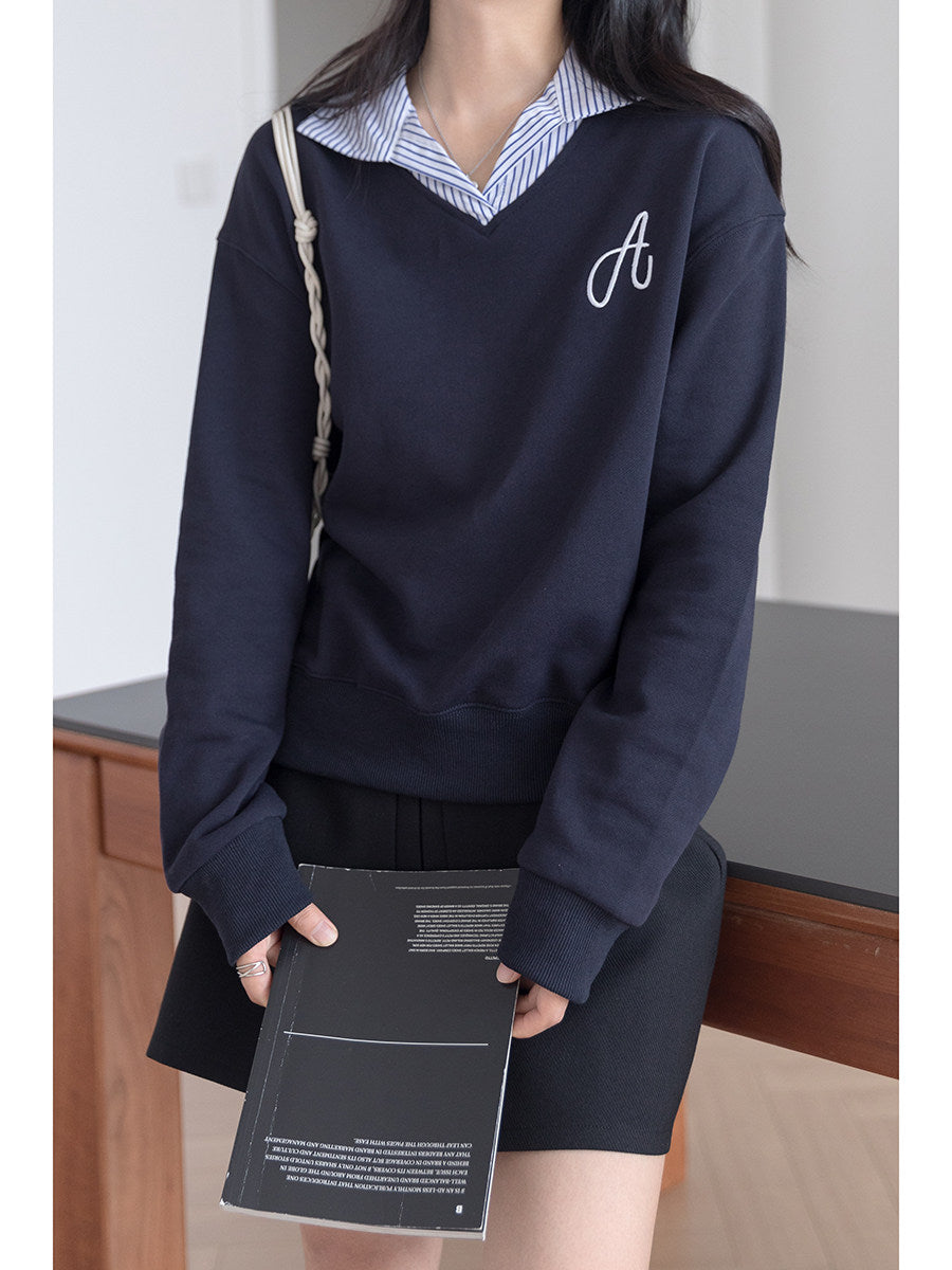 【新作キャンペーン】レイヤード風Vネックスウェット M00143