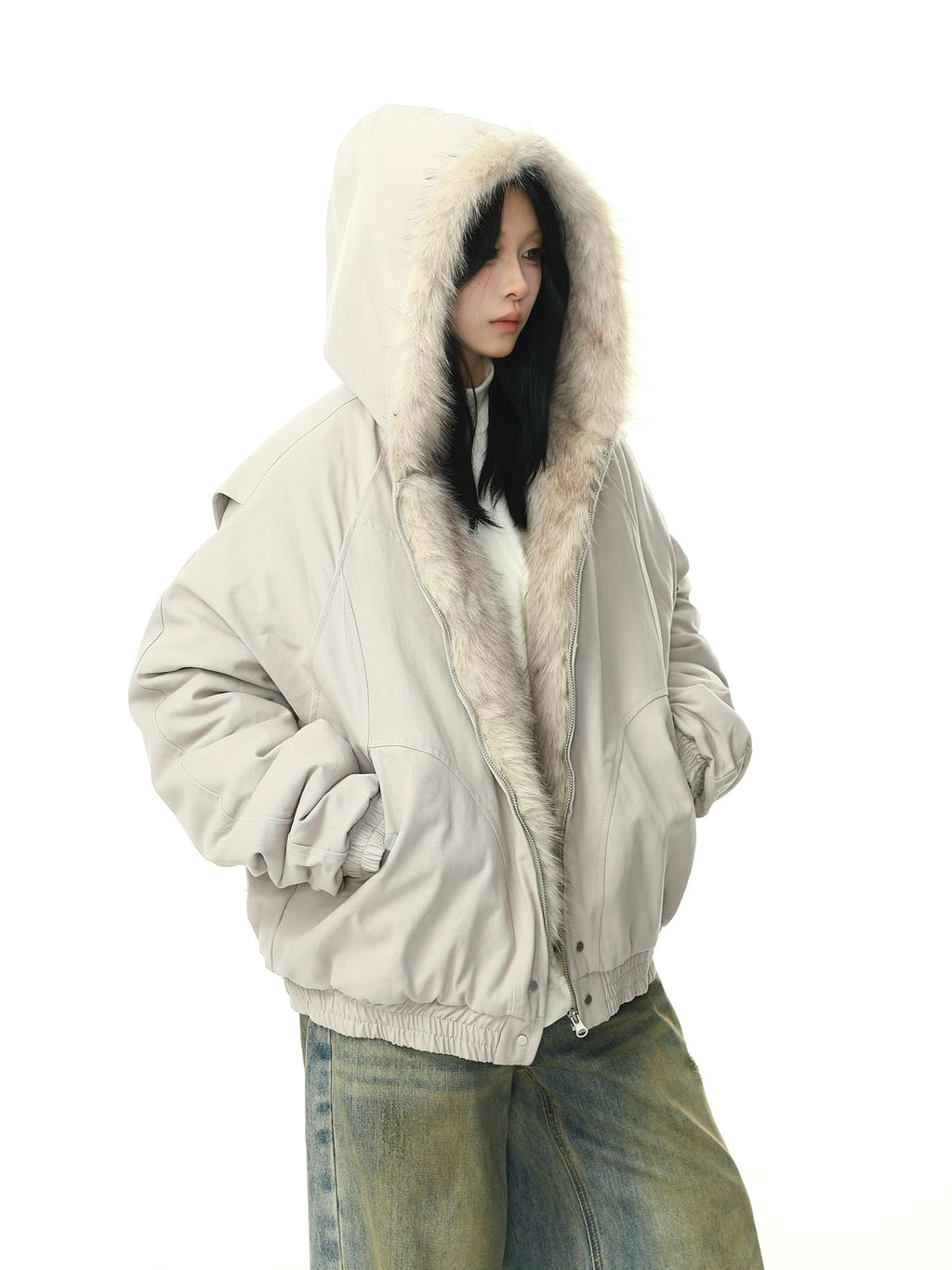 フード付き ファーカラー コート M00110