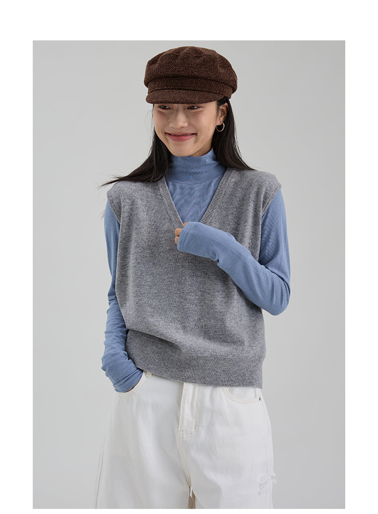 ウール V ネックベスト M00116