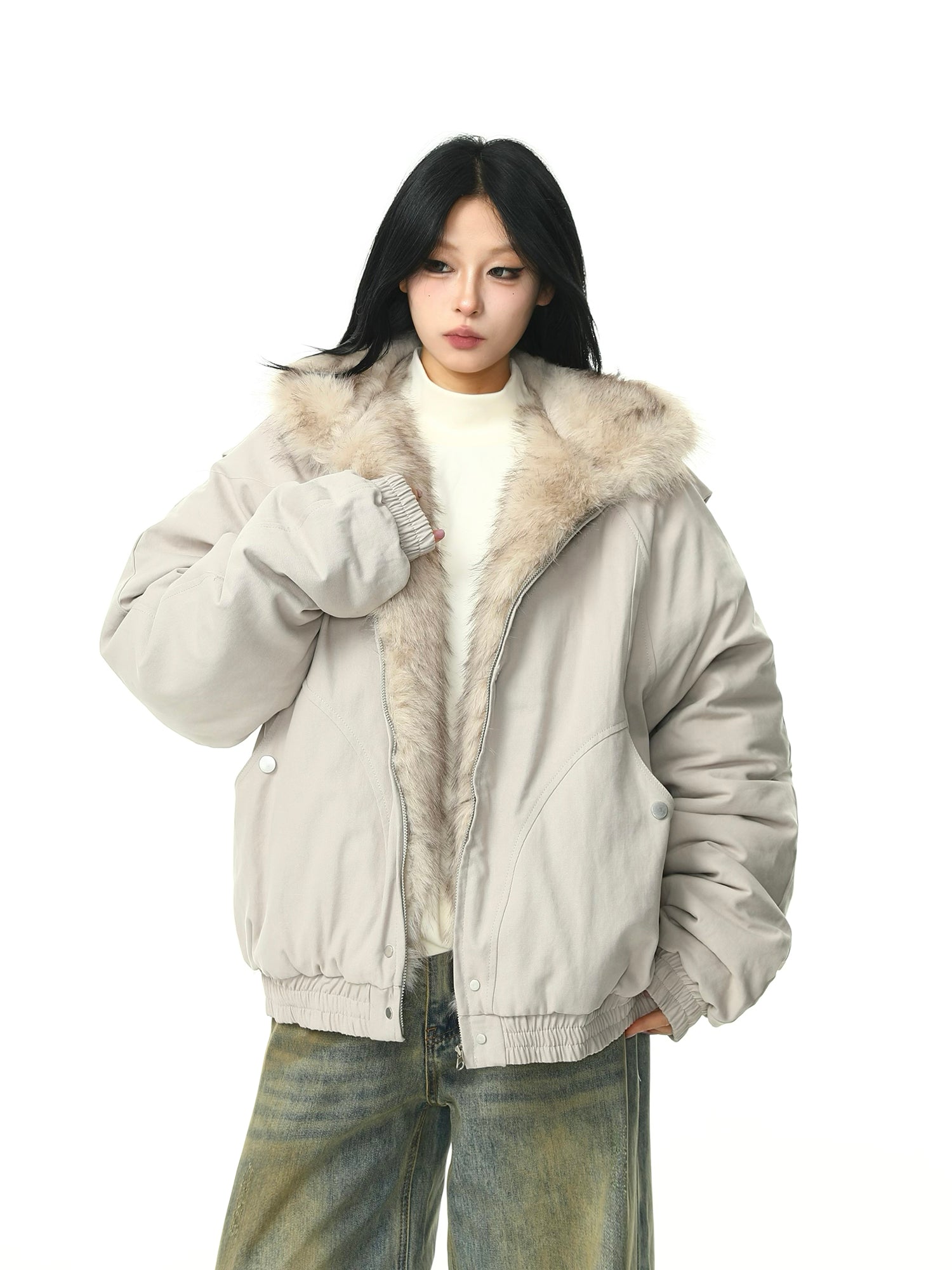 フード付き ファーカラー コート M00110