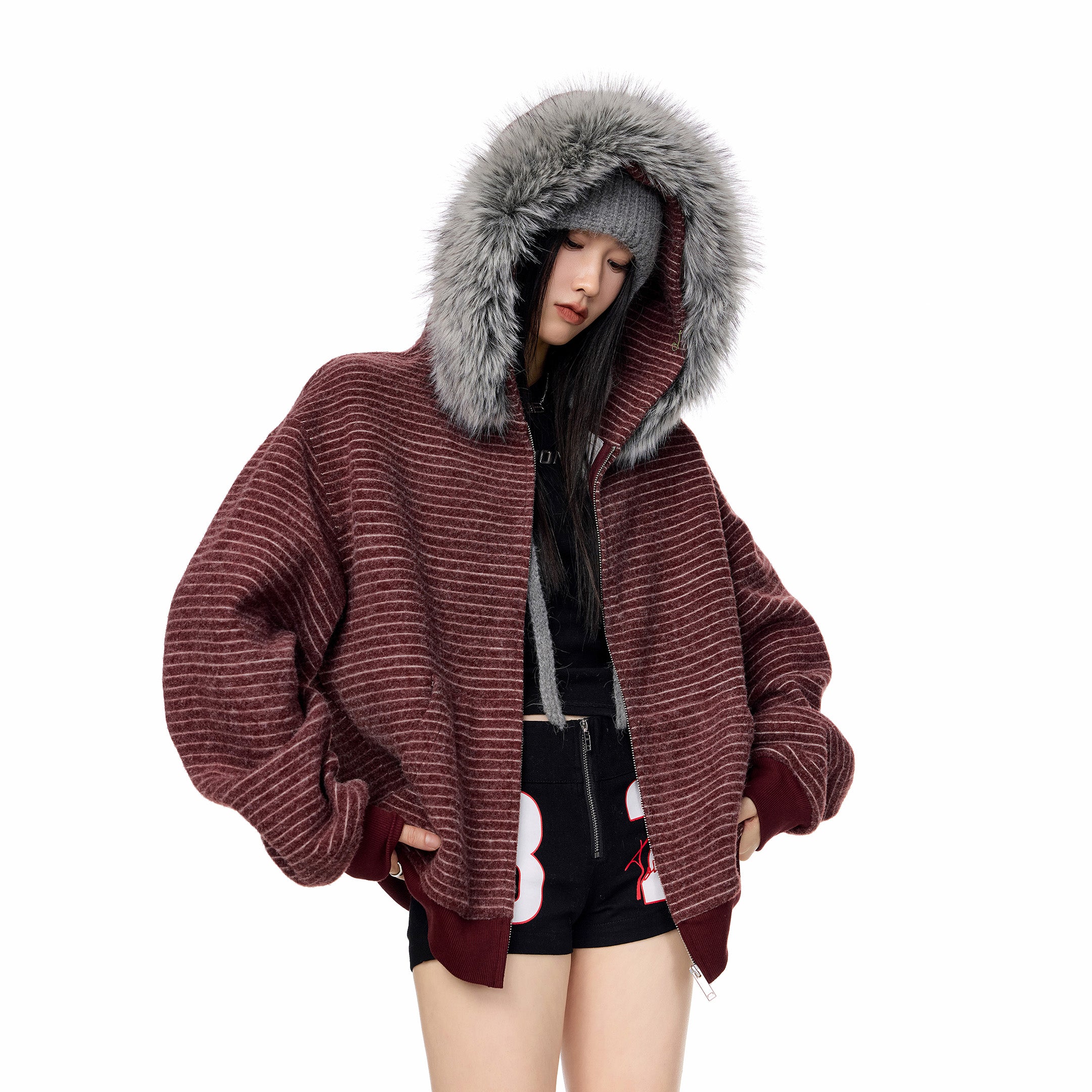 2WAYボアフードアウター（ファー取り外し可） M00115