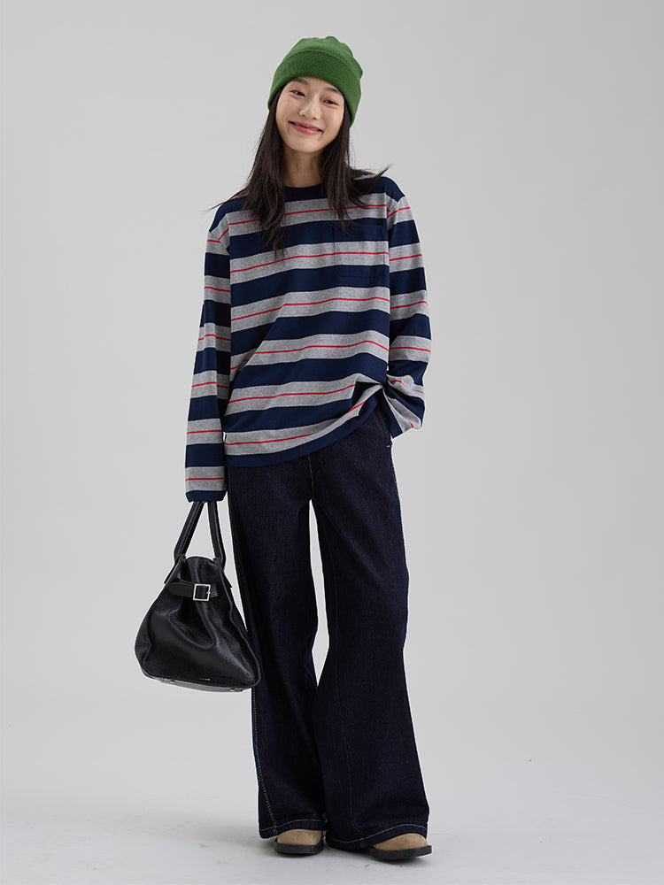 ストライプ ロングスリーブ T シャツ M00067