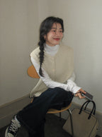 【新作キャンペーン】フリル付きニットベスト M00150