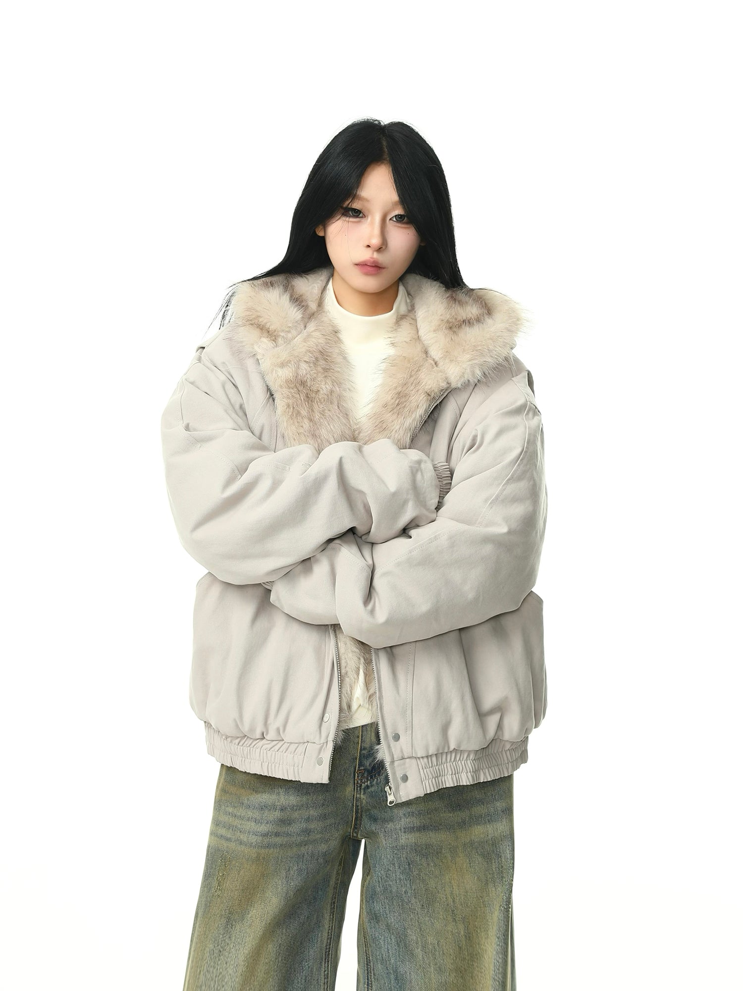 フード付き ファーカラー コート M00110