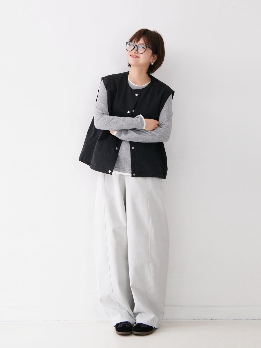 コットンクルーネック長袖T　M0005