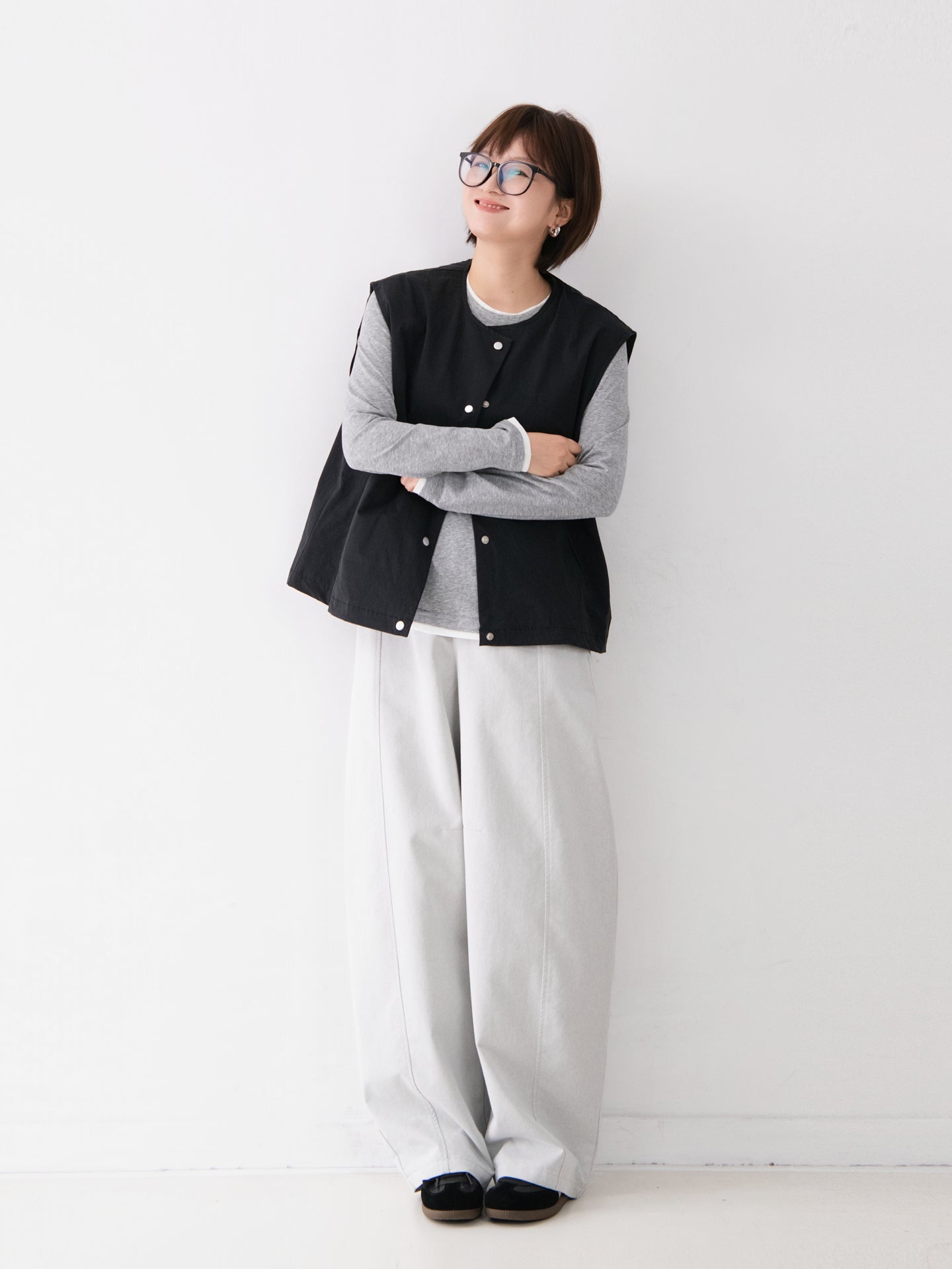 コットンクルーネック長袖T　M0005