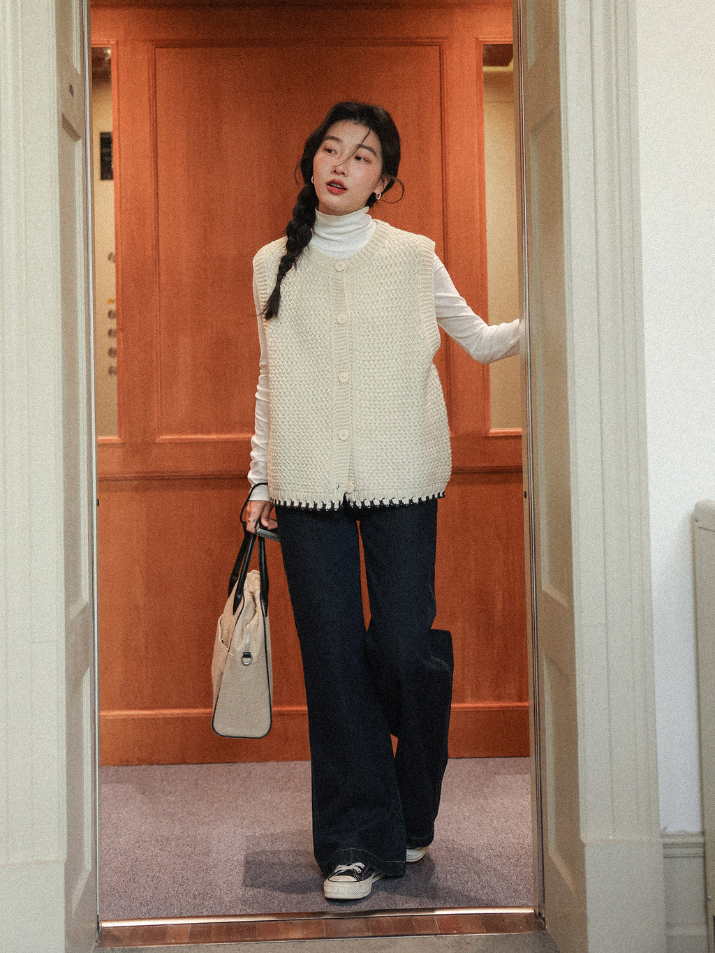 【新作キャンペーン】フリル付きニットベスト M00150