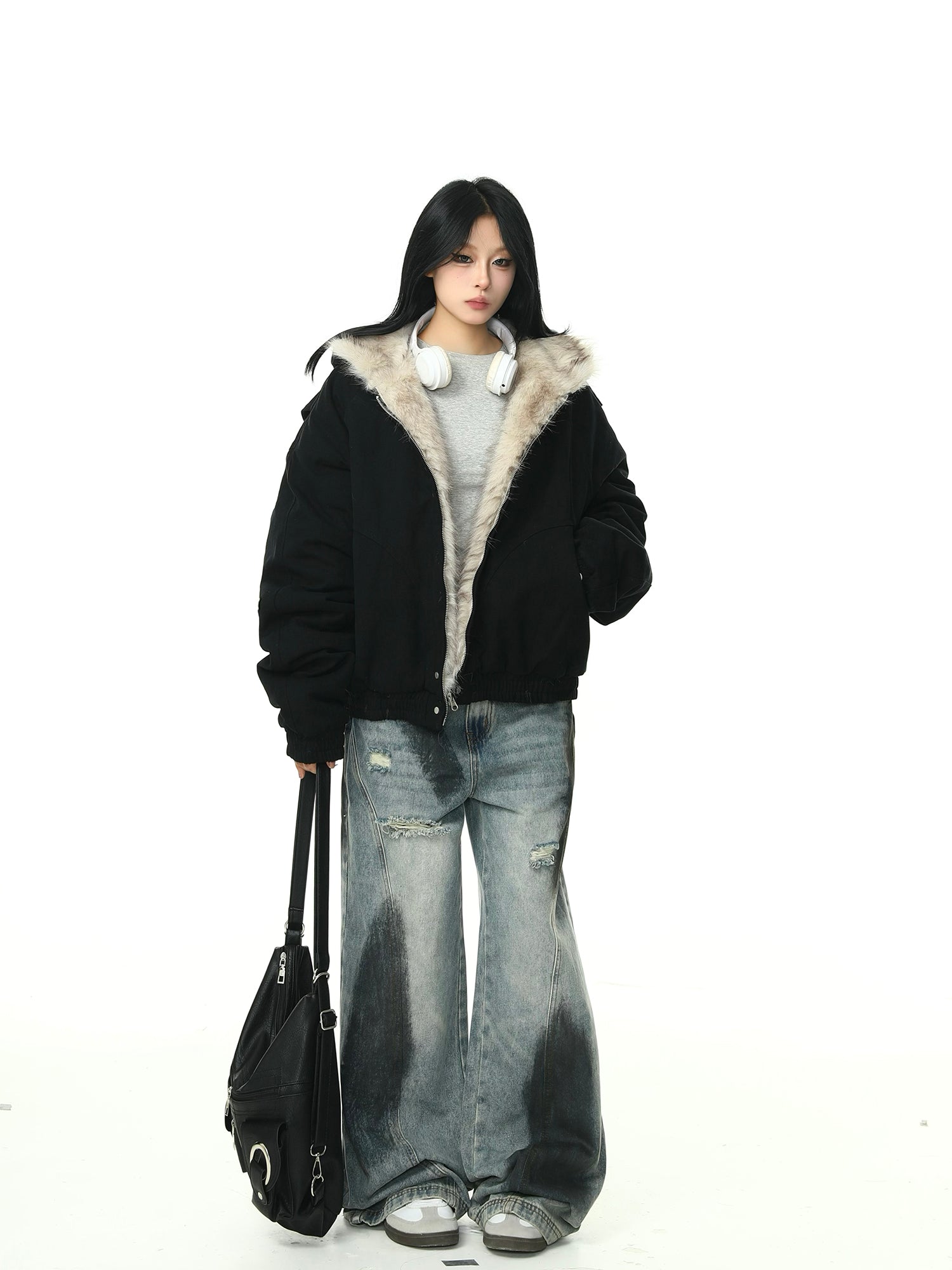 フード付き ファーカラー コート M00110