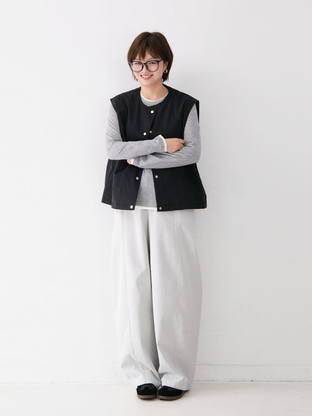 コットンクルーネック長袖T　M0005