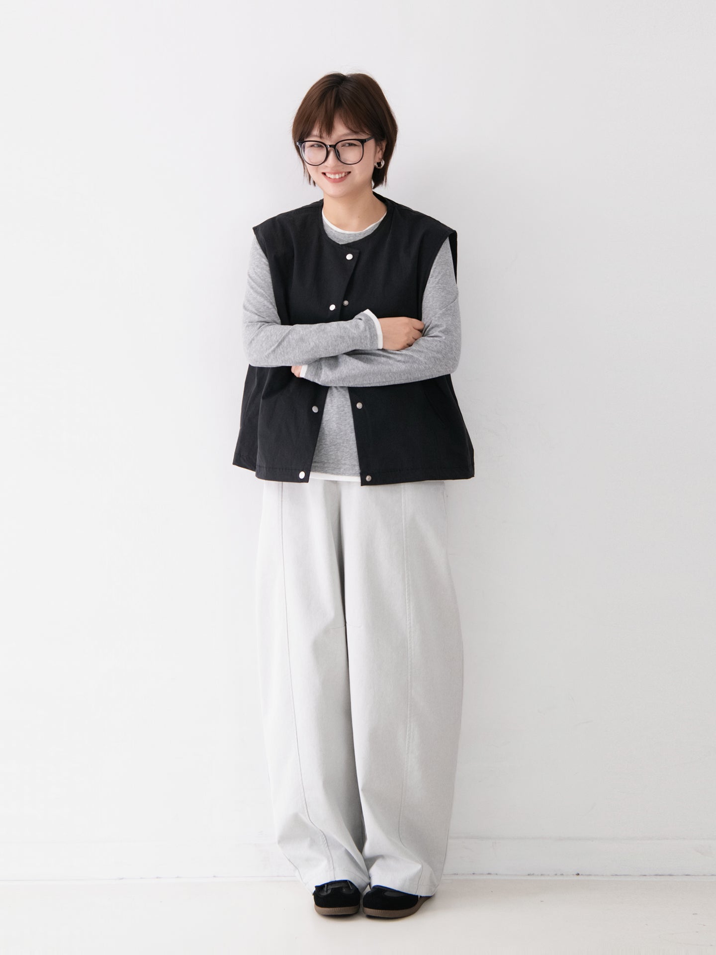 コットンクルーネック長袖T　M0005