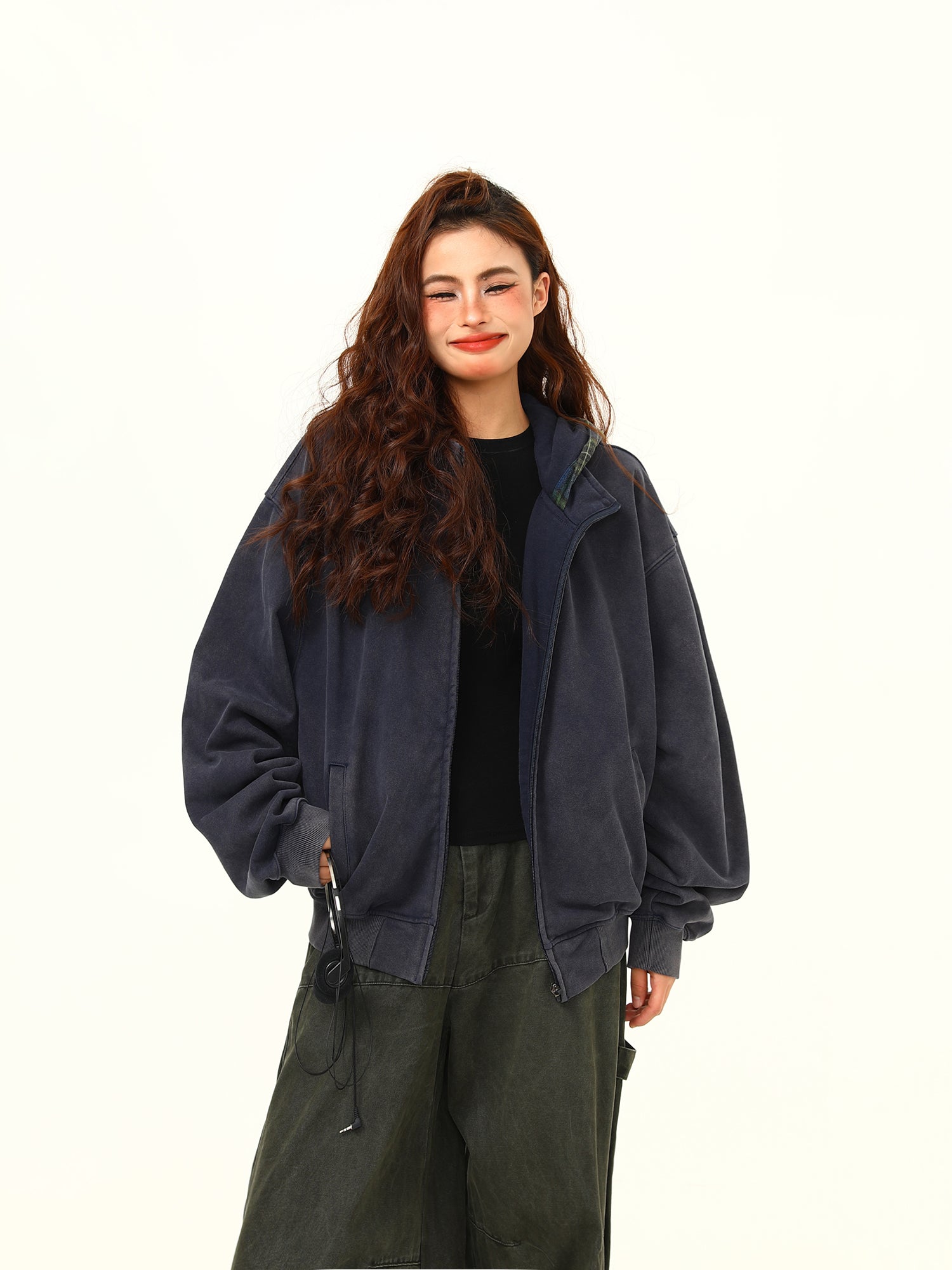 チェック柄 パーカー M00091