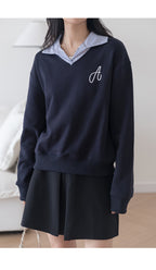 【新作キャンペーン】レイヤード風Vネックスウェット M00143