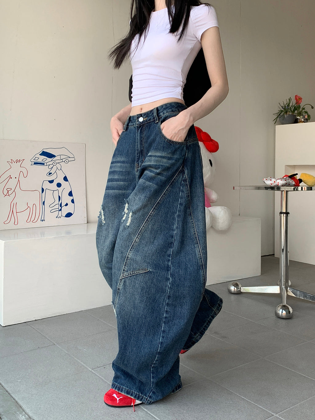 ダメージ サークルカーブ ジーンズ M00088