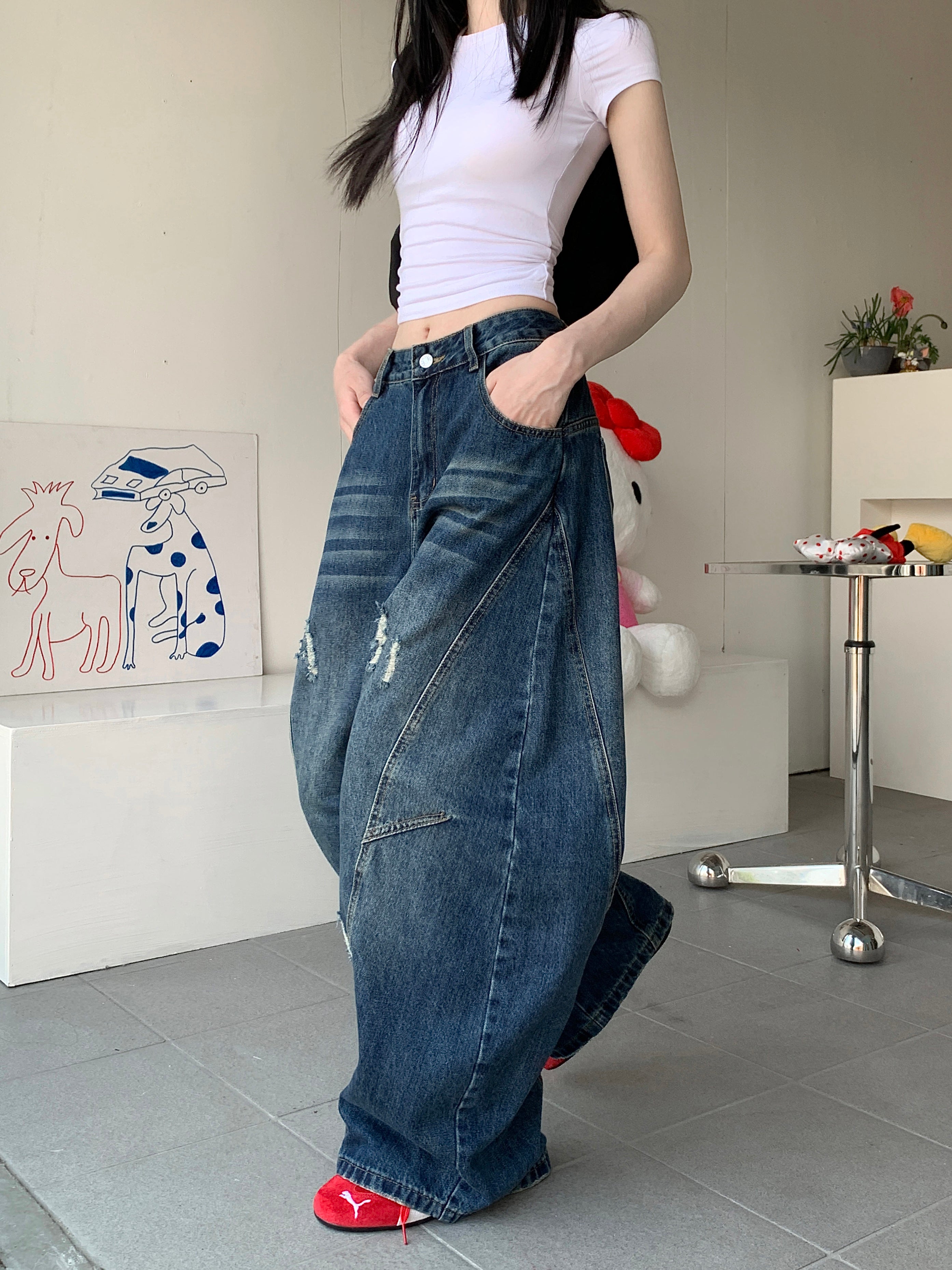 ダメージ サークルカーブ ジーンズ M00088