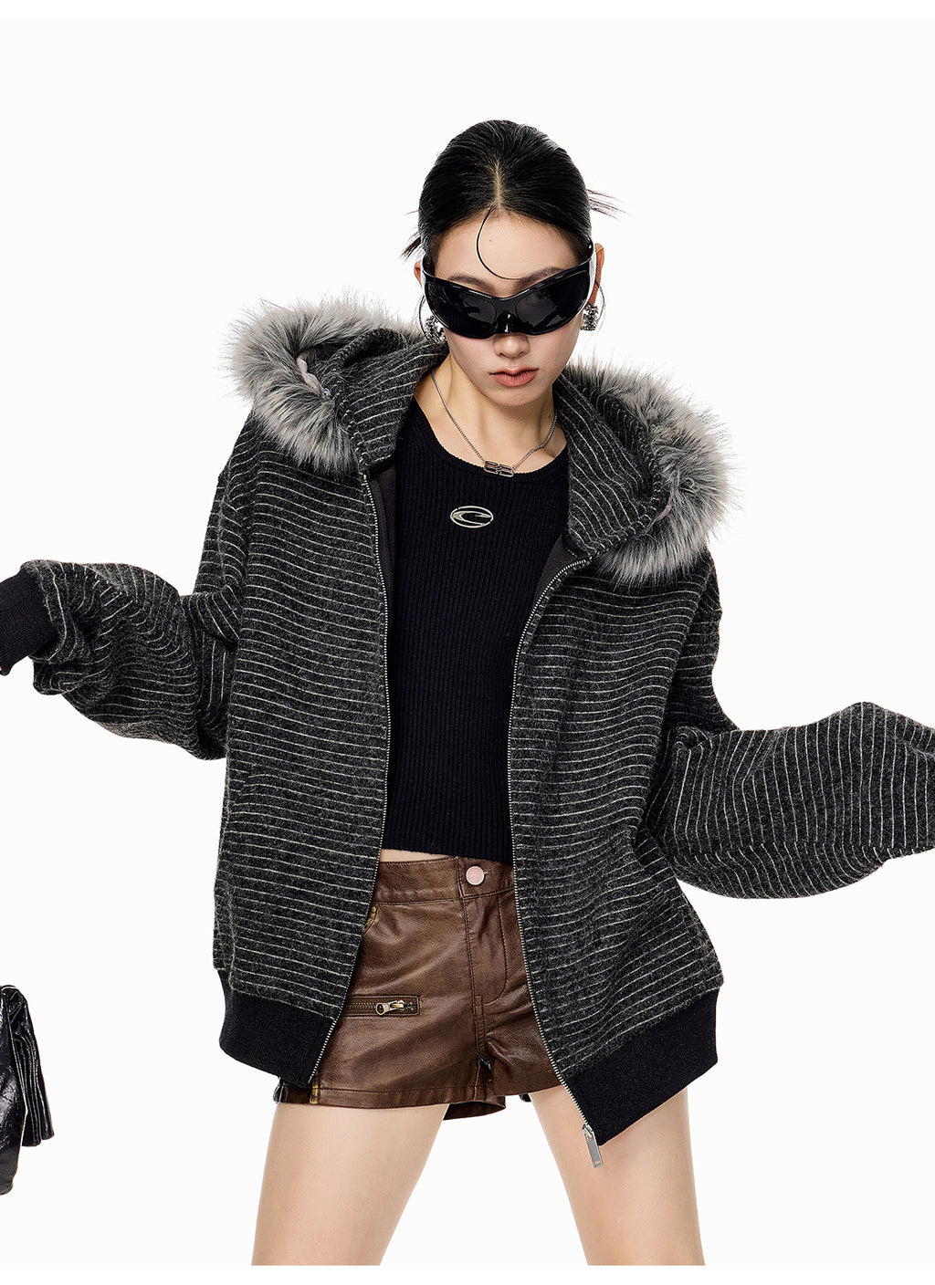 2WAYボアフードアウター（ファー取り外し可） M00115