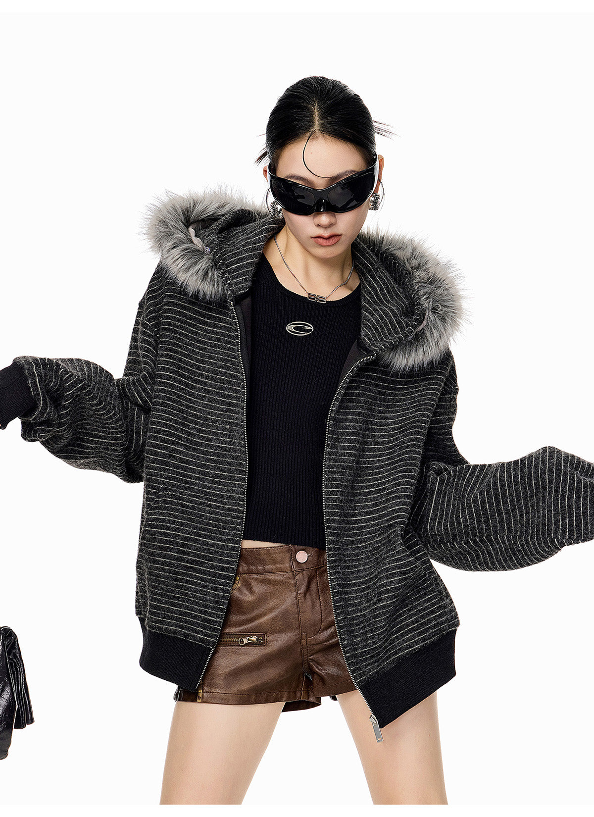 2WAYボアフードアウター（ファー取り外し可） M00115