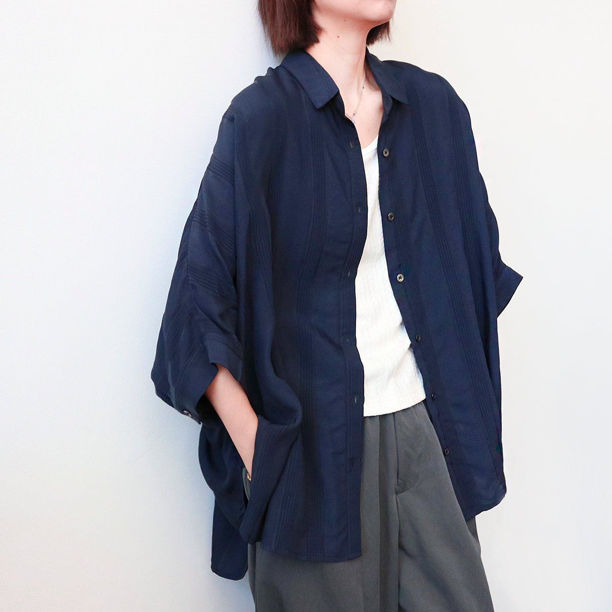 ベーシック七分袖シャツ M00027