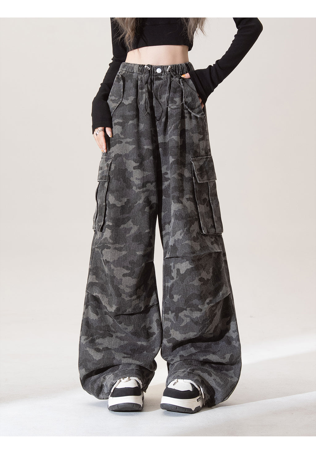 カモ ワイドレッグ カジュアルパンツ M00083