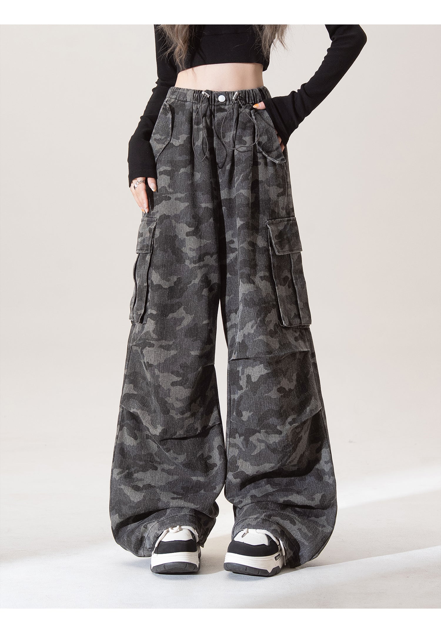 カモ ワイドレッグ カジュアルパンツ M00083