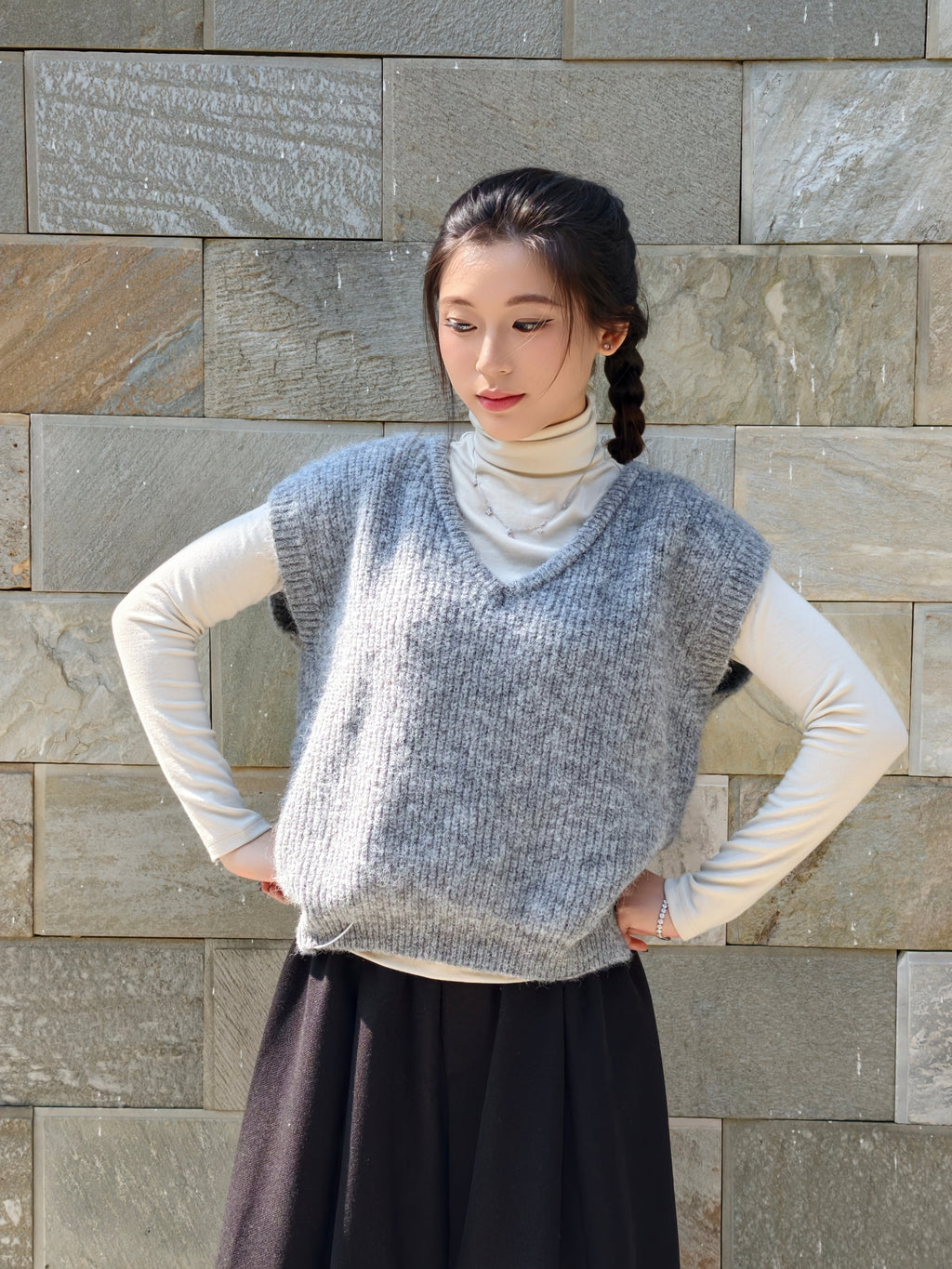 プレミアムタッチVネックニットベスト M00124