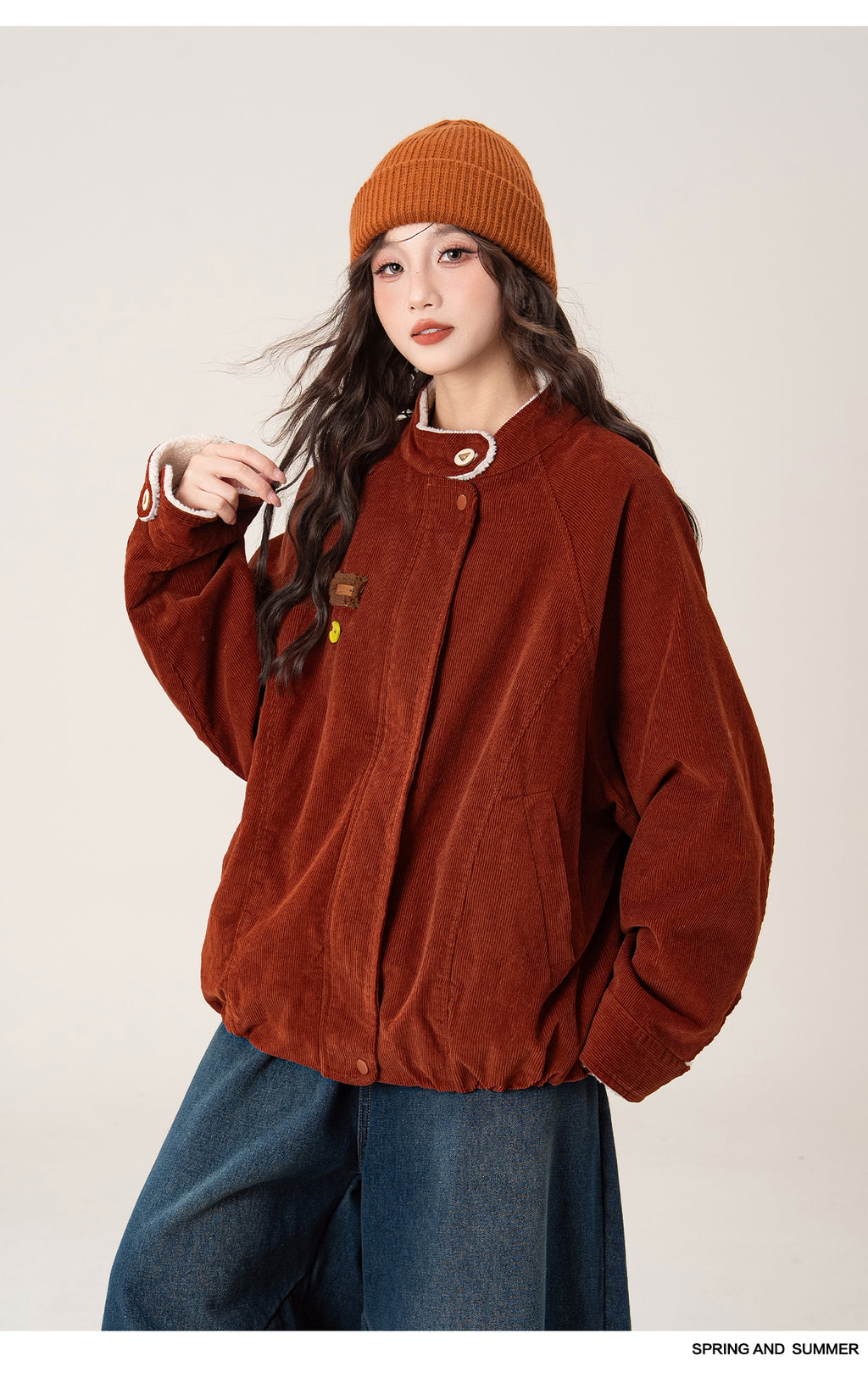 レトロ 裏起毛コールテン ラウンドネックアウター M00132