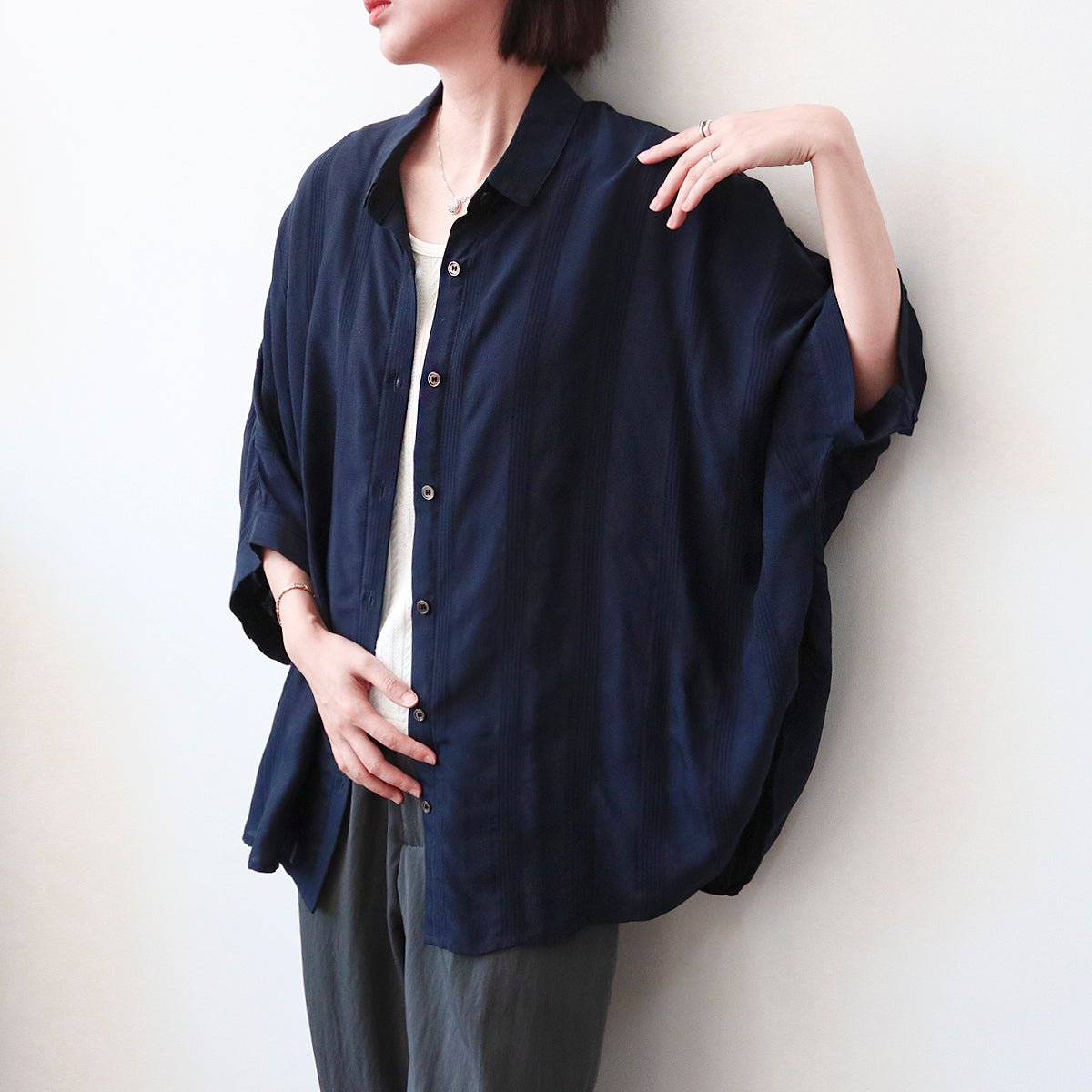 ベーシック七分袖シャツ M00027